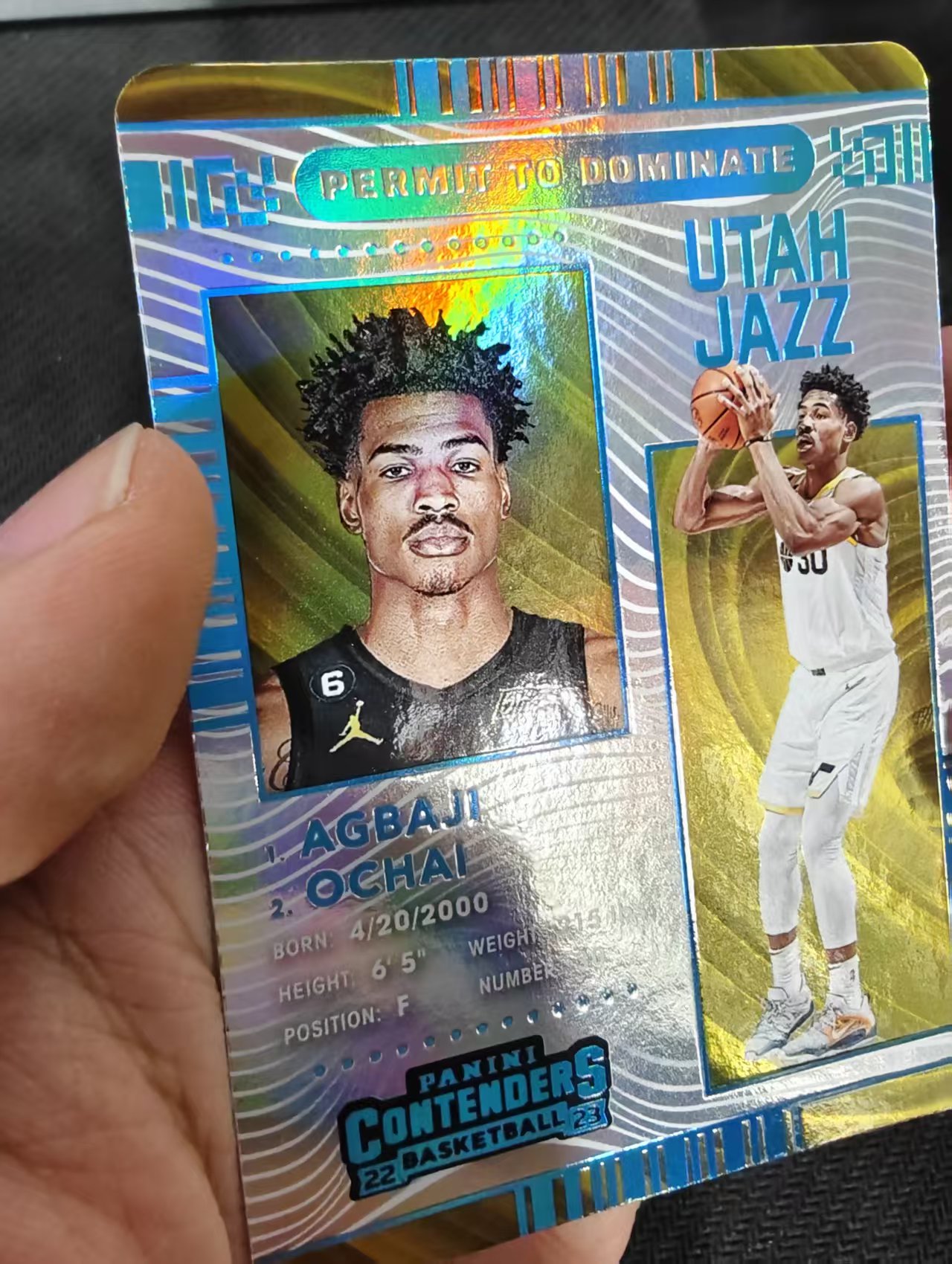 【汽水拍卖】2022-23 Panini Contenders Ochai Agbaji RC 球票 犹他爵士 新秀 rc 奥查伊 阿巴吉 护照特卡 微瑕如图