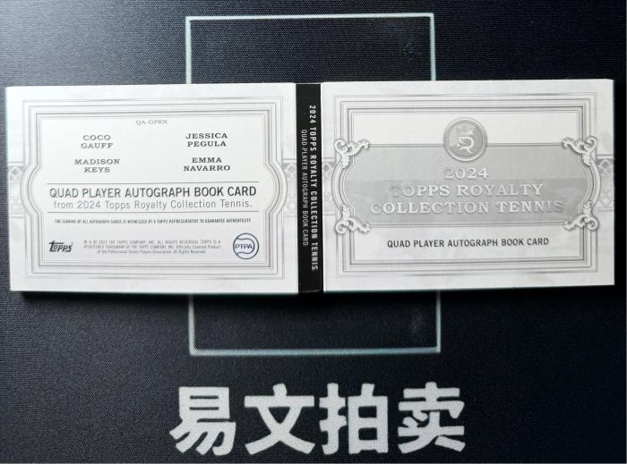 【易文拍卖 超级回款】2024 Topps Royalty 王权 网球 可可 高芙 杰西卡 佩古拉 麦迪逊 凯斯 艾玛 纳瓦罗 美国女子网球 25编 四签小书 签字签名 #赵总