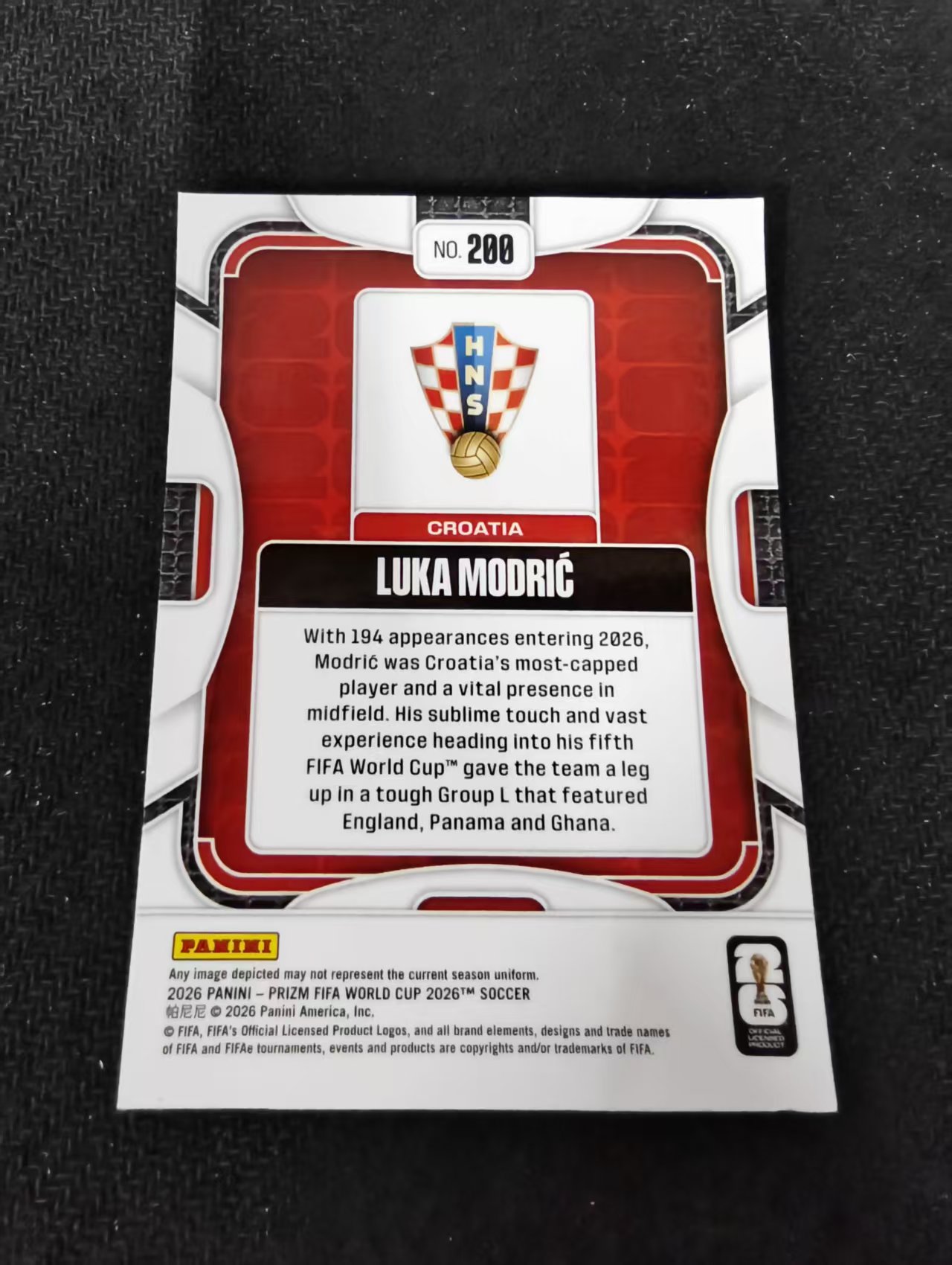 2026 Panini World Cup Prizm Luka Modric 世界杯 pz 卢卡 莫德里奇 魔笛 克罗地亚 PZ世界杯 划痕 边角瑕疵#200