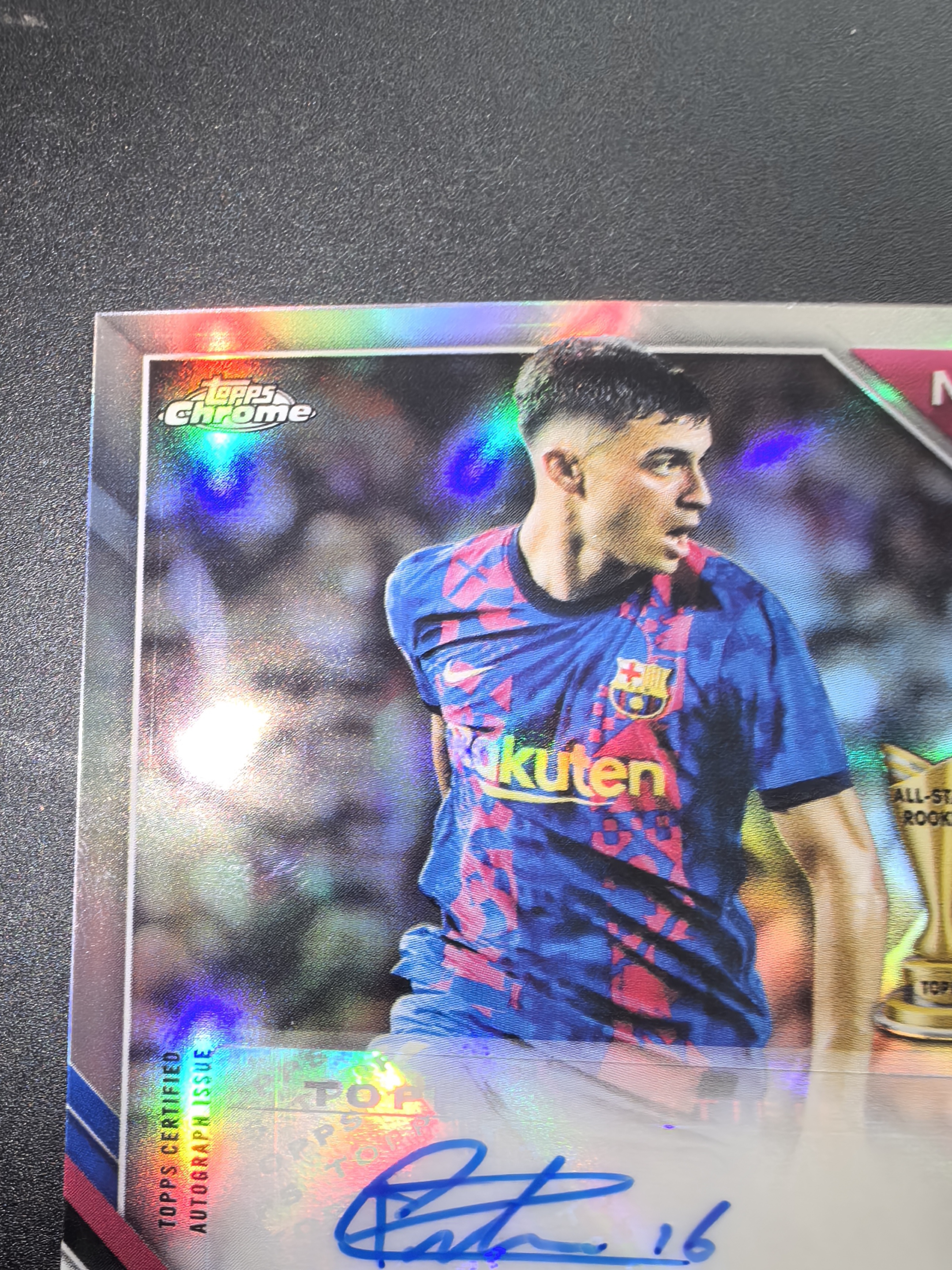 2022 Topps Chrome Pedri 【麦考拍卖】m 佩德里 欧冠tc 巴塞罗那 巴萨 签字卡 签名卡 完美签 银折射 all-star rookie 微瑕如图