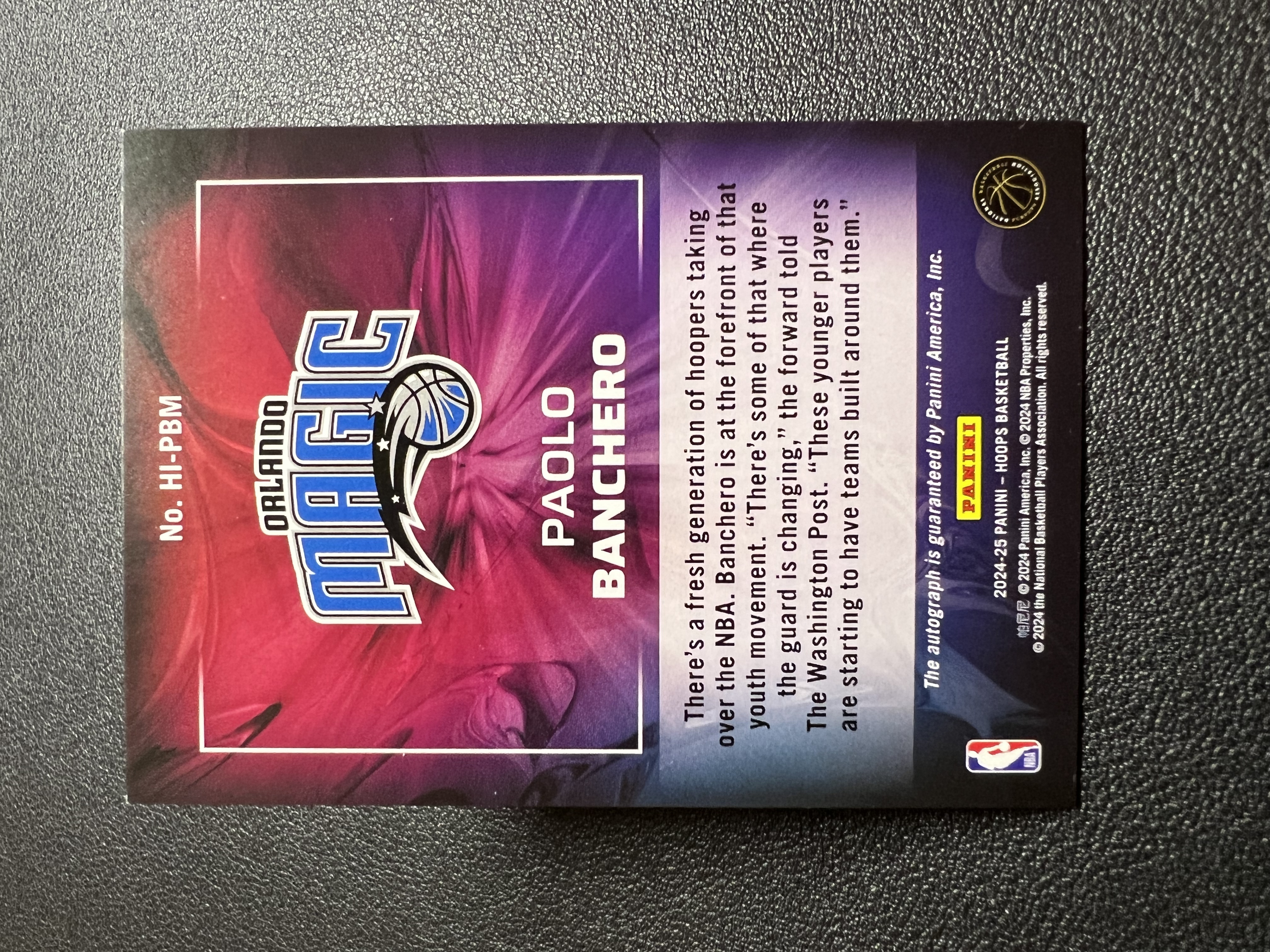 2024-25 Panini NBA Hoops Paolo Banchero 【星佑代卖】魔术 保罗 班切罗 签字 ink签 收藏必备 机