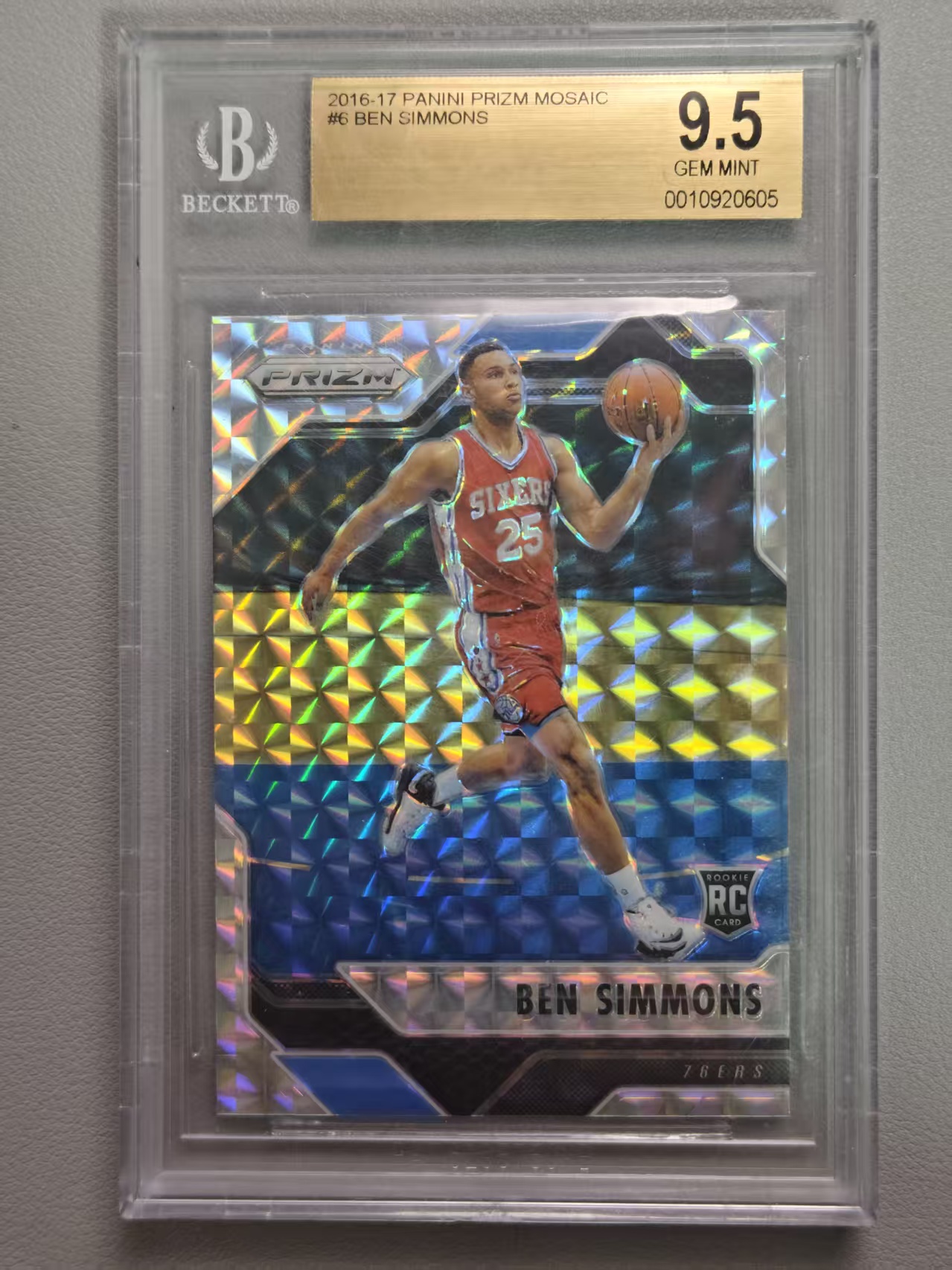【阿泽代卖】2016-17 Panini Prizm Pz Ben Simmons 76人 新秀 RC 本 西蒙斯 折射 马赛克折 BGS 9.5分 金标 评级卡 选图巨帅 卡品如图 介意勿拍