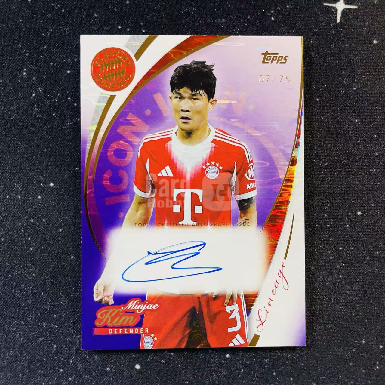 2025-26 Topps Lineage 拜仁血统队盒 MINJAE KIM 金玟哉 紫折 偶像签字 卡签 75编 韩国那不勒斯 微痕边角微白 洛北拍卖 洛宸9612@