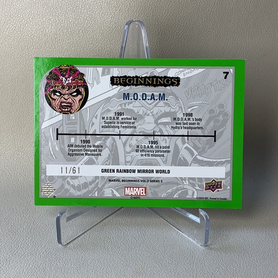 【弈卡代拍】2023 Marvel Upper Deck 漫威 Beginnings 开端2 11/61编 M.O.D.A.M. 莫达姆 绿彩虹折 绿折 折射 低编 品相如图 凑套必备 赵总