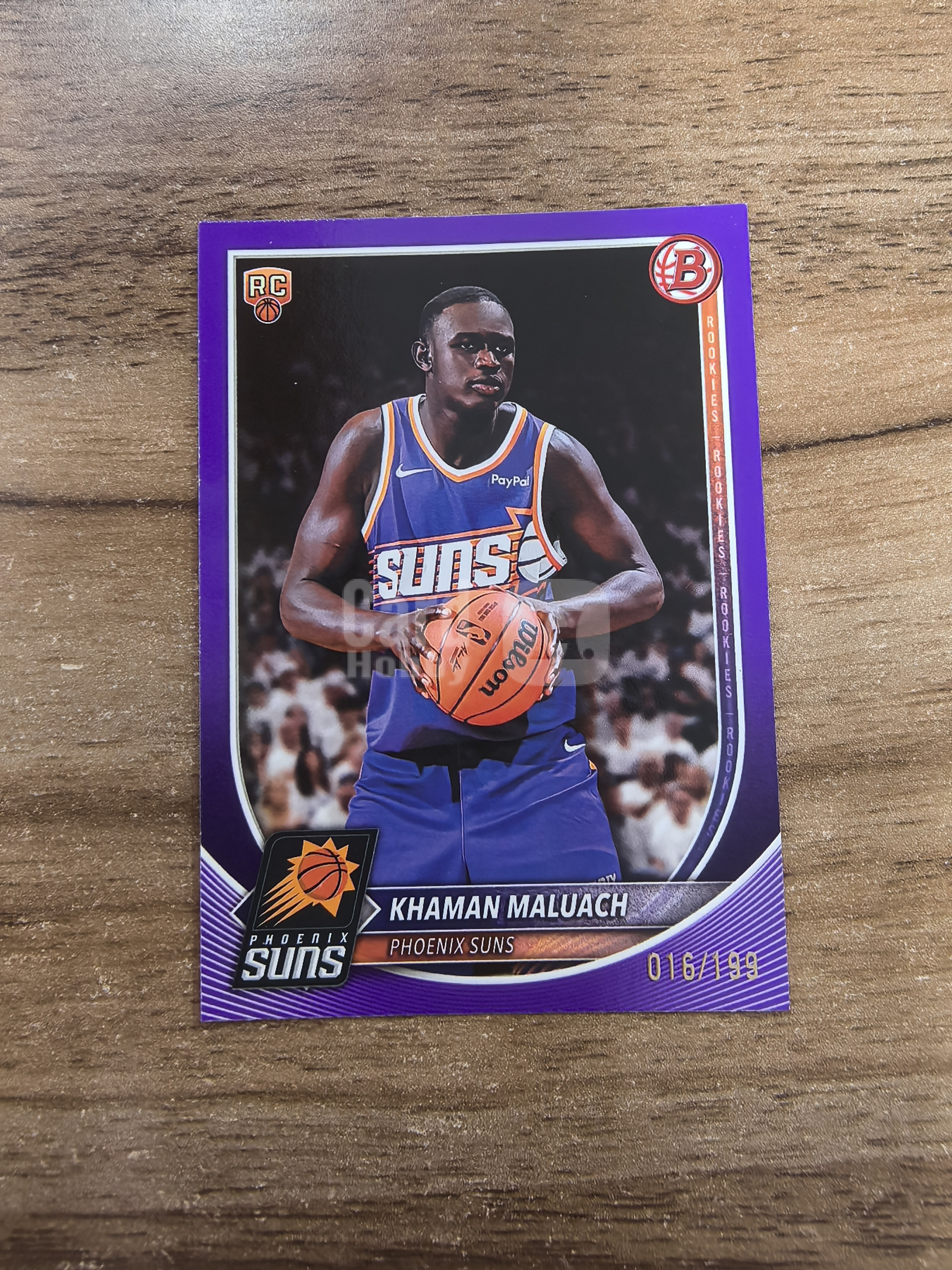 2025 Topps Bowman Chrome Khaman Maluach RC 太阳 卡曼马卢阿奇 新秀 016/199编 纸卡 紫折 折射 卡品如图 收藏必入 七哥