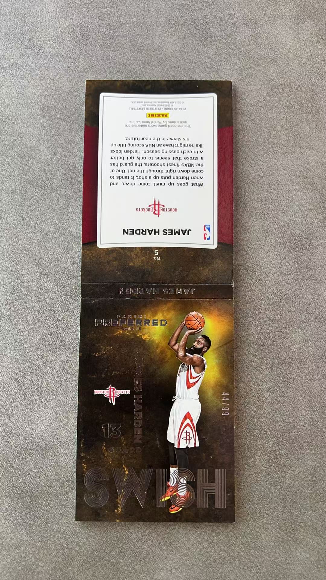 5829【330球星卡实体店代卖】2014-15 帕尼尼 Preferred 詹姆斯 哈登 James Harden 火箭 44/99编 6窗 竖版 小书 仅顺丰寄付(UK23)