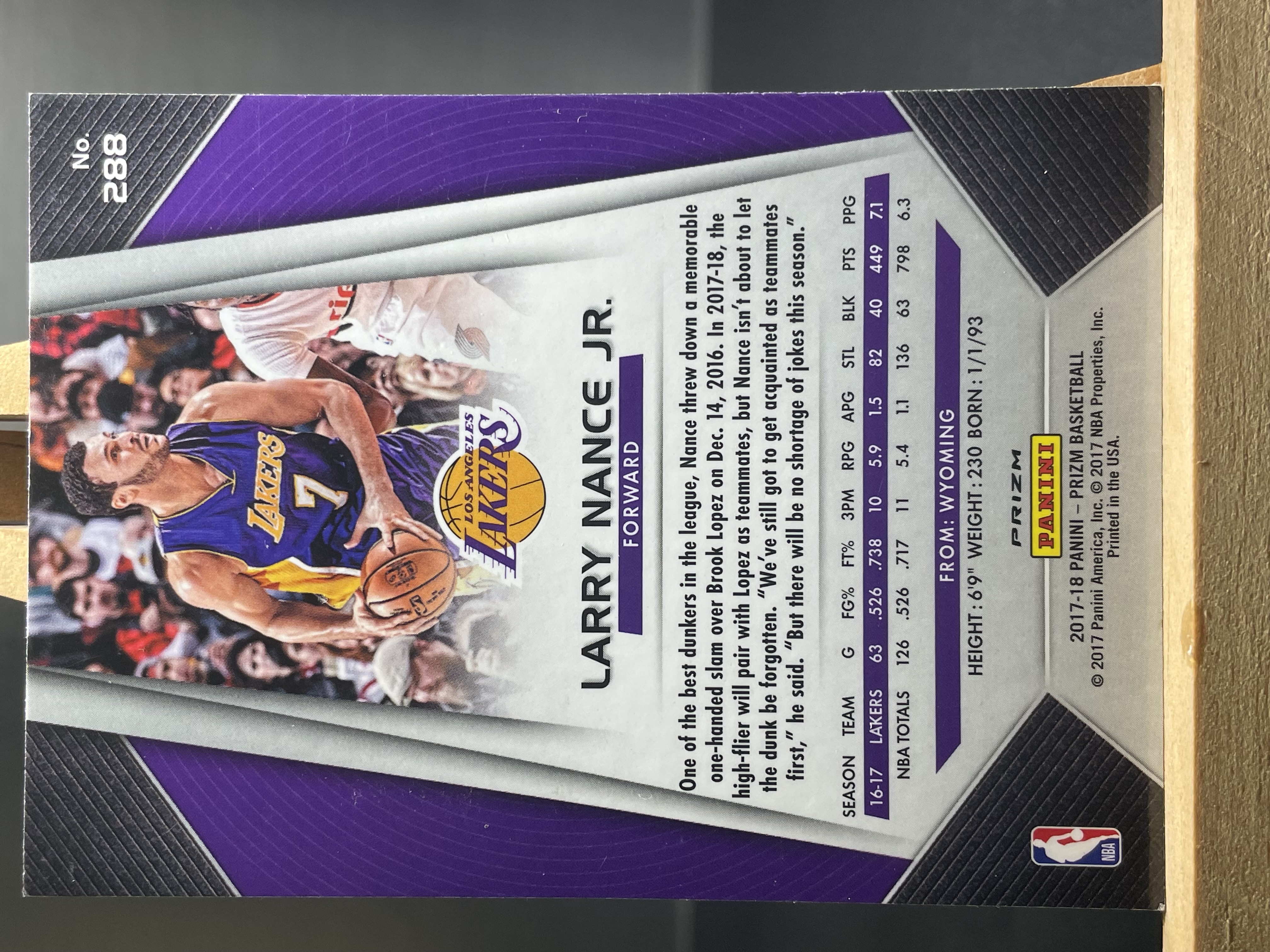 (A1) 2017-18 PANINI PRIZM 绿折 小拉里 南斯 湖人 实卡好看 收藏凑套必备 卡品如图 !!!