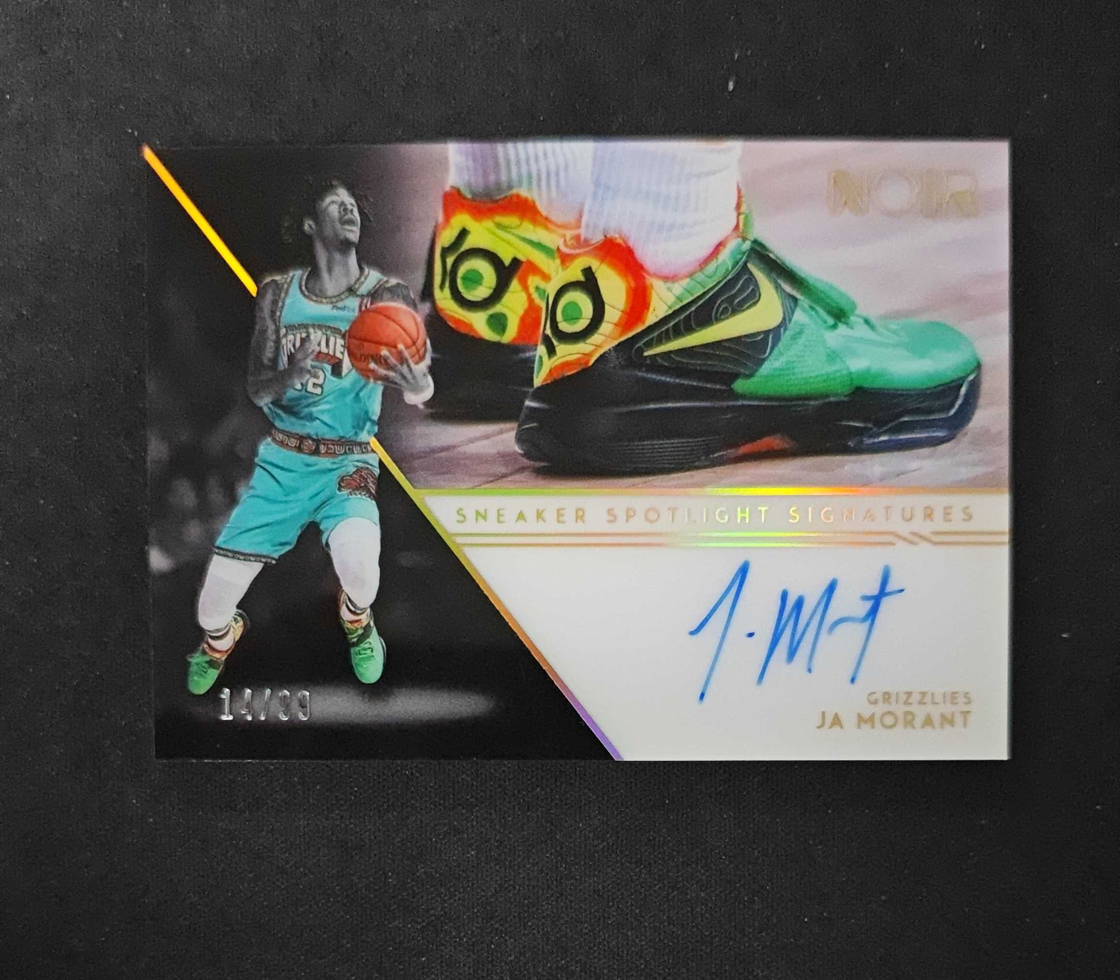 2020-21 Panini Noir Ja Morant 【SC拍卖】诺尔 灰熊 莫兰特 14/99编 鞋灯签 聚光灯 卡签 签字 瑕疵如图(大飞哥)