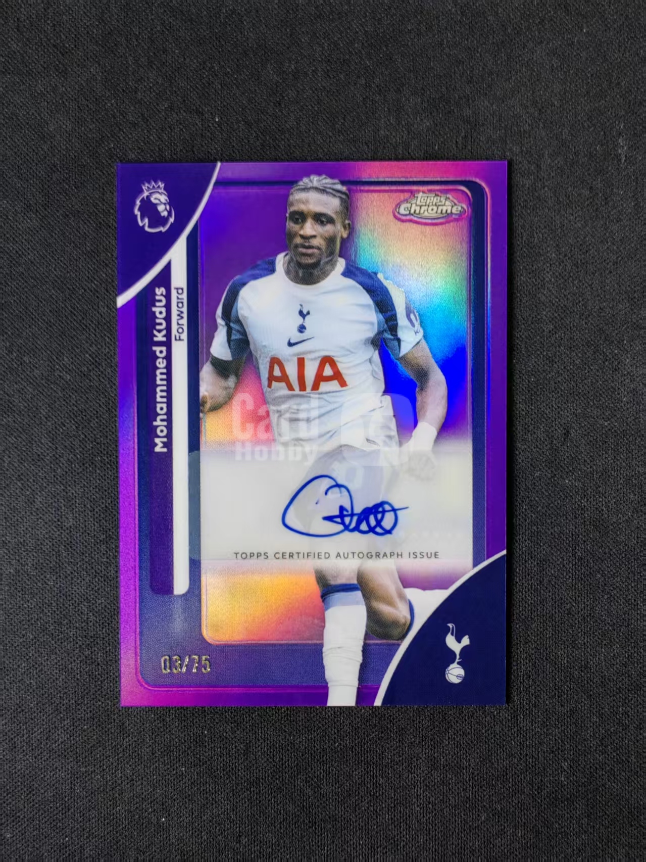 2026 Topps Chrome Mohammed Kudus 【林林拍卖拜仁】英超tc系列 托特纳姆热刺 库杜斯 03/75编 紫折 签字
