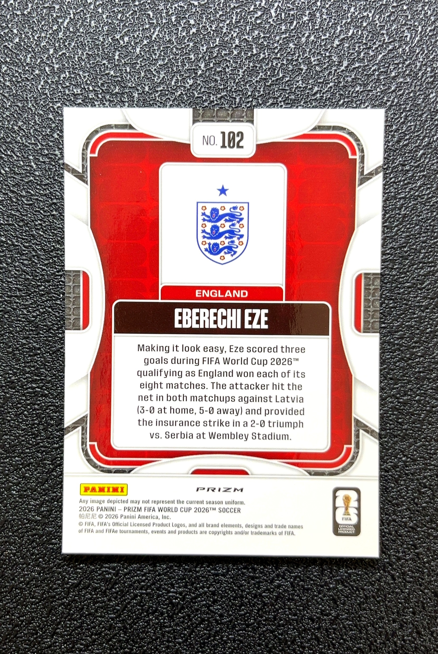 【岛屿拍卖】2026 Panini Prizm Eberechi Eze 埃贝雷奇·埃泽 银折 折射 卡品如图 高价值 #102 England 英格兰 0004#459