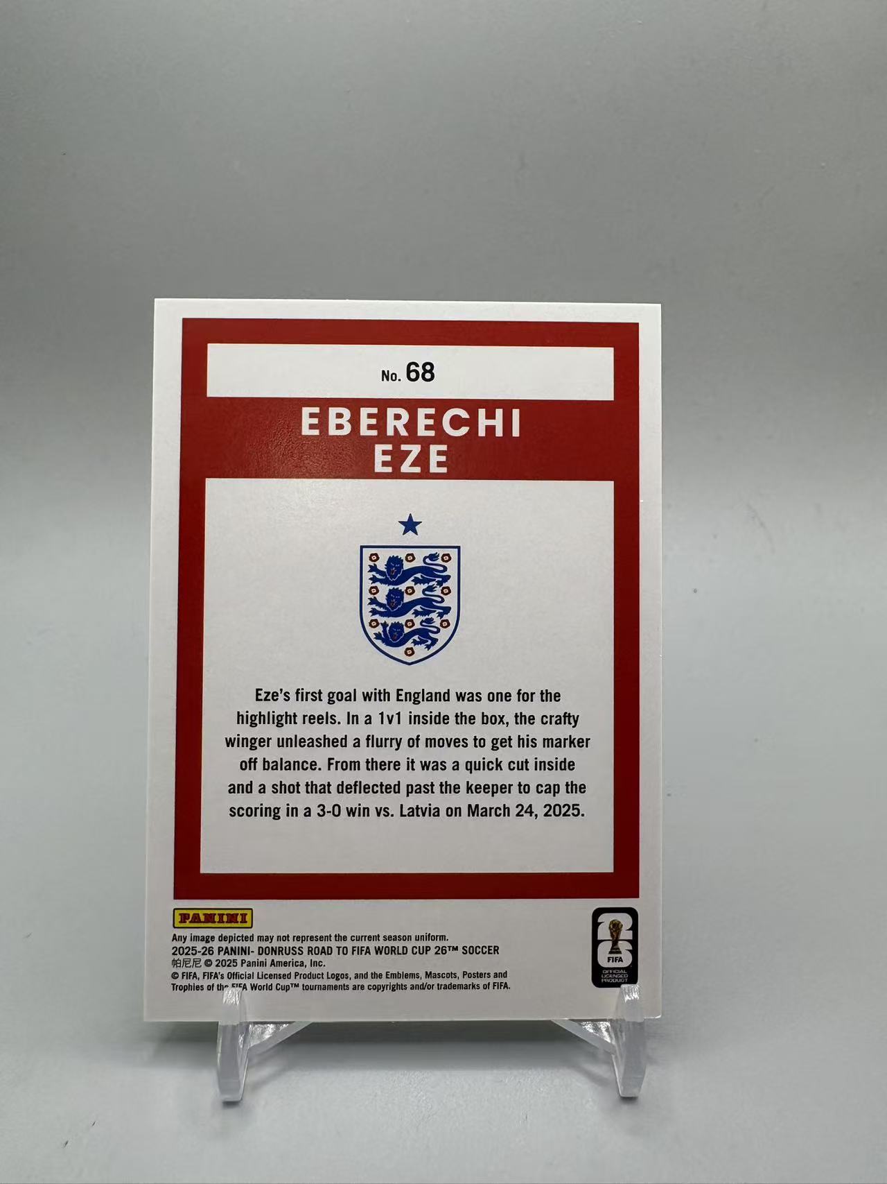 2025-26 Panini Donruss Eberechi Eze 【灰灰代拍】全新 世界杯 杜蕾斯 英格兰 埃泽 d版 base 绿瀑布折 199编 疯