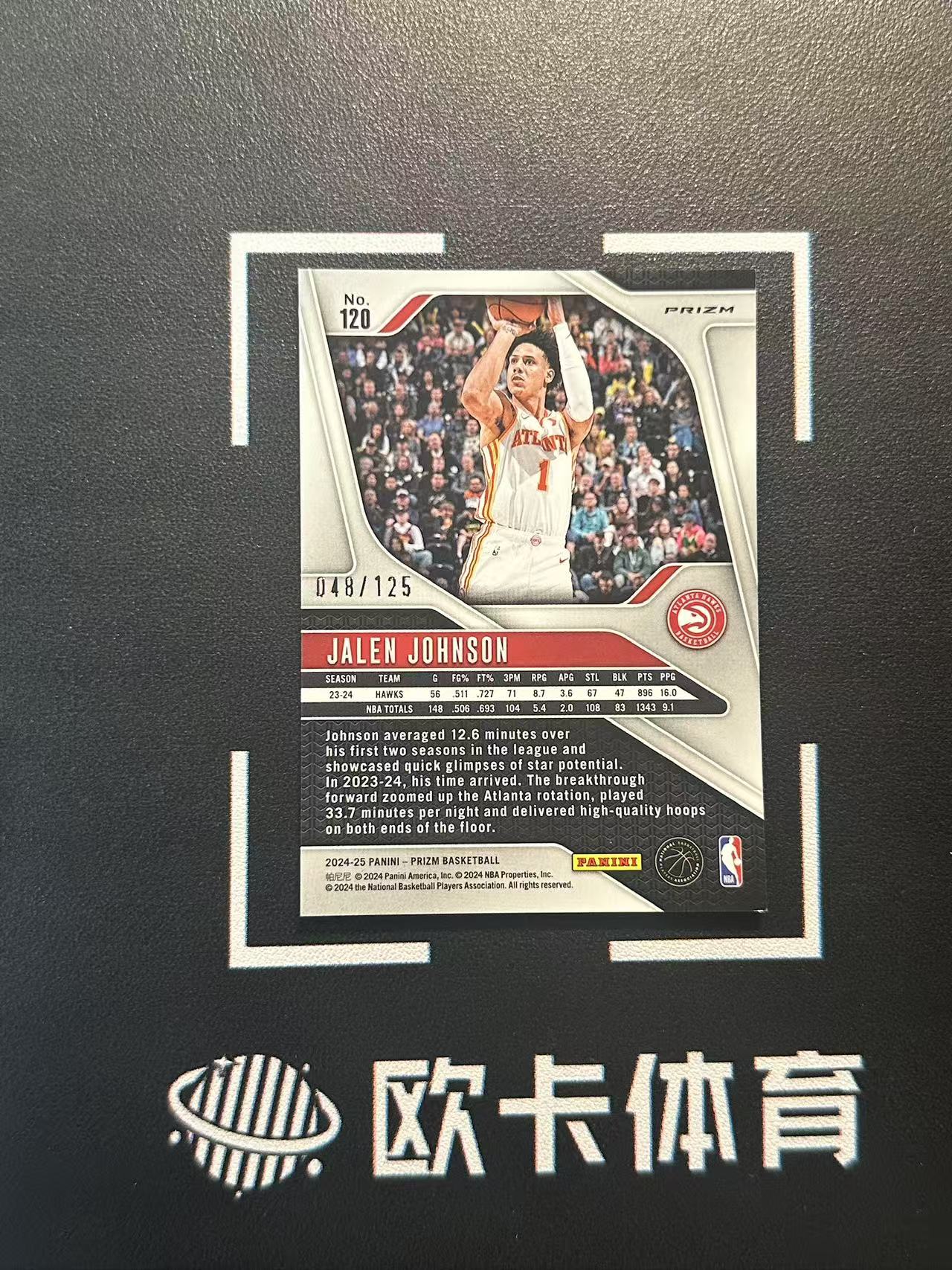 2024-25 Panini Prizm Jalen Johnson 【欧卡体育】pz 杰伦 约翰逊 JJ 125编 蓝碎冰折 老鹰 卡品如图 (搂子)