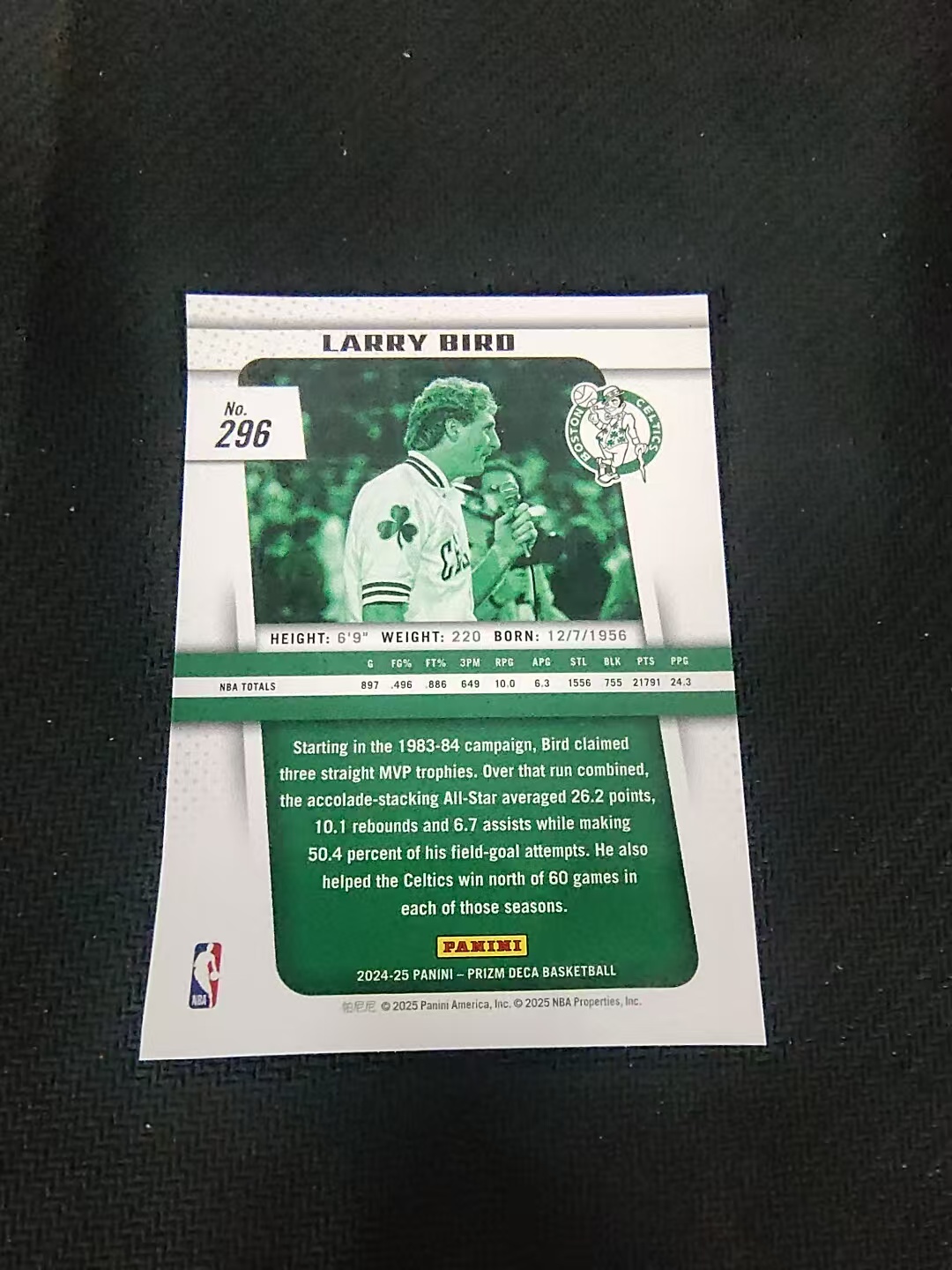 【可合并,不累计】2024-25 Panini Prizm Larry Bird DECA 凯人特人 拉里伯德 PZ 复刻 MVP 捧杯 划痕 边角瑕疵 #296