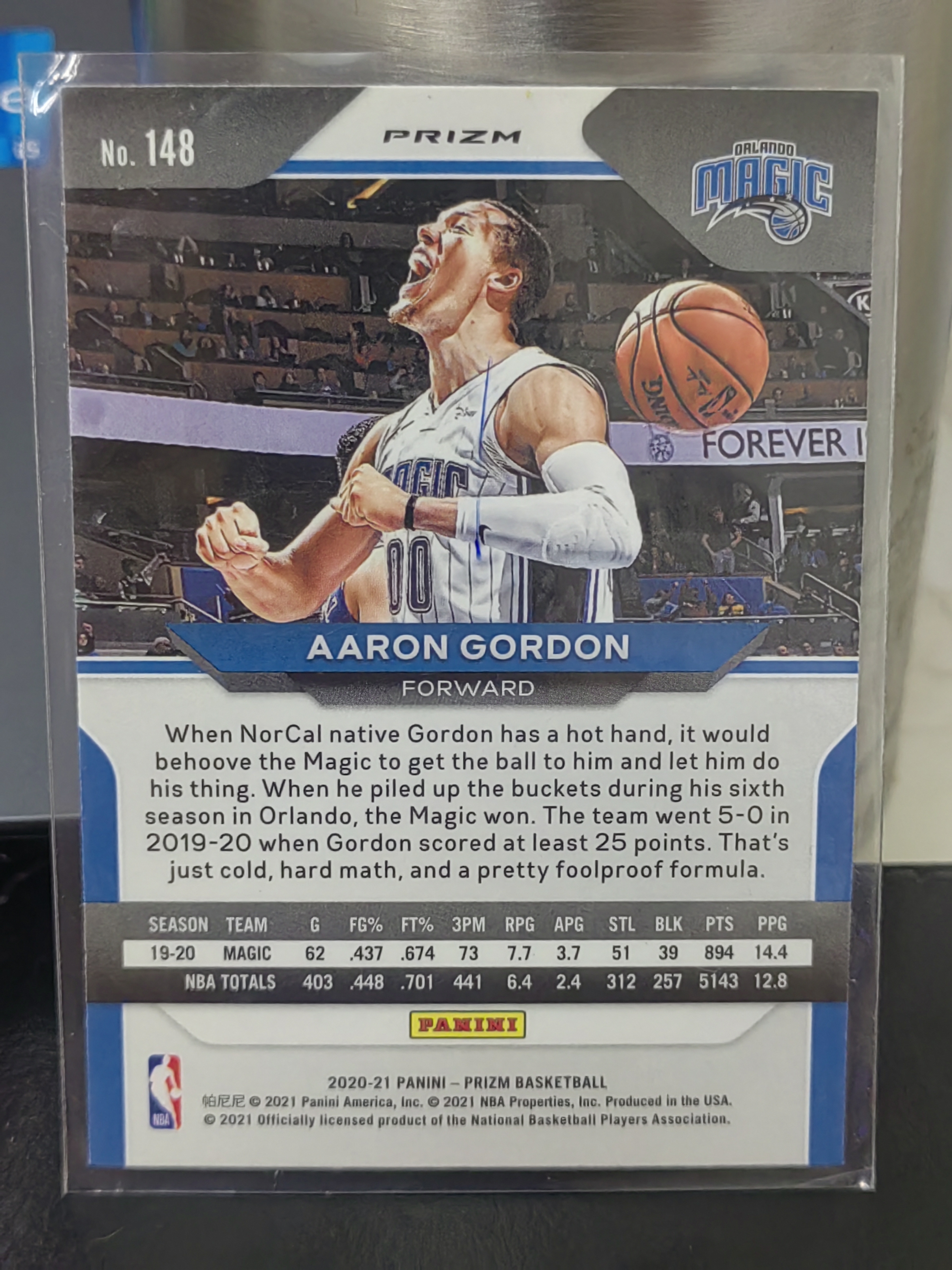 2020-21 Panini PRIZM Aaron Gordon PZ 三色折 阿隆戈登 魔术 篮 白边白角 不保卡品 卡品如图