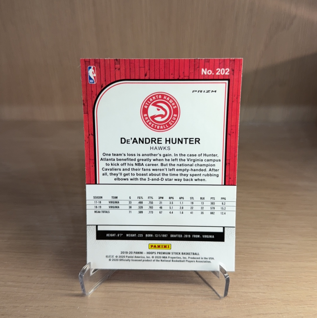 2019-20 Panini NBA Hoops De'Andre Hunter RC 【免费代卖】老鹰 新秀 RC 德安德烈 亨特 银折 瀑布折 折射 专收必备 值得收藏!!