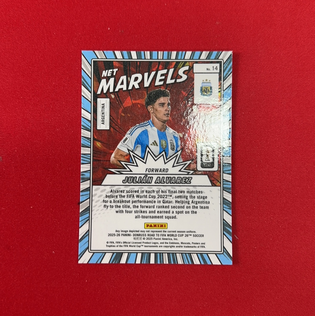 【四喜代拍】2025-26 Panini Donruss 世界杯 杜蕾斯 Julian Alvarez 杜蕾斯 阿根廷 阿尔瓦雷斯 小蜘蛛 漫威特卡 卡品如图(polo)