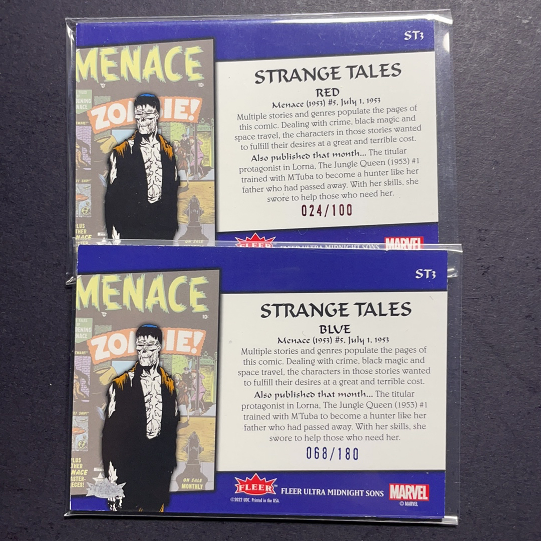 2024 Fleer Marvel (MCU) 午夜之子 幽灵 僵尸 奇异故事漫画(奇异博士登场系列)封面特卡 红蓝平行100+180编 ST3 2023 UD漫威漫画Fleer Ultra午夜之子