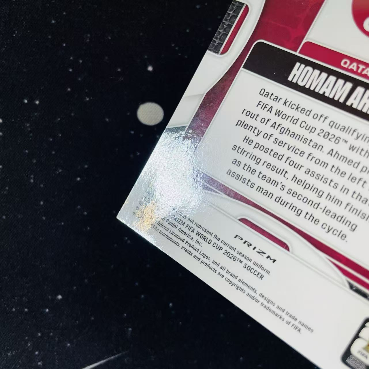 2026 Panini World Cup Prizm 世界杯PZ HOMAM AHMED RC 卡塔尔 新秀 艾哈迈德 蓝波纹折 55编 微痕边角微白 洛北拍卖 HYyang5257地
