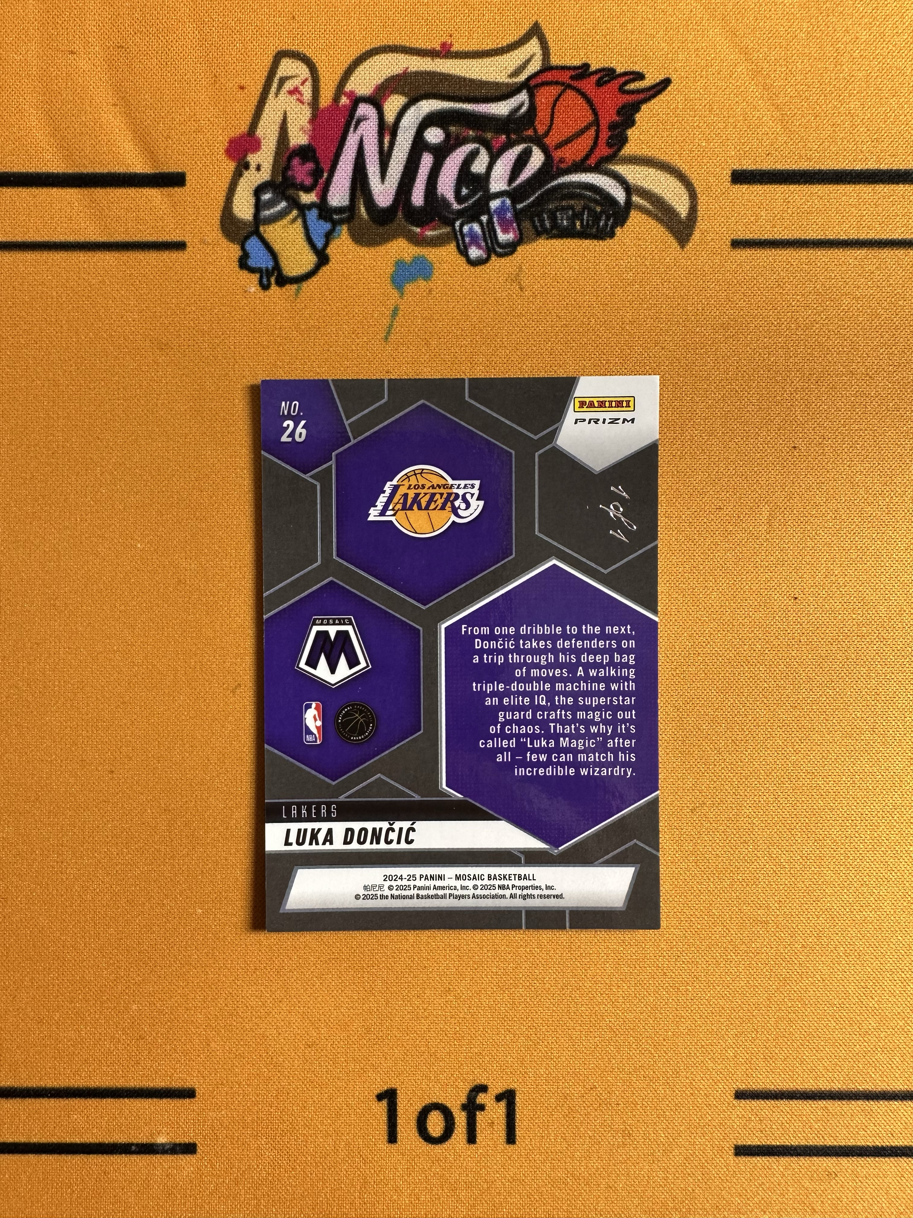 【Nice精品】2024-25 Panini Mosaic Luka Doncic 湖人 卢卡 东契奇 1/1编 One of One 黑折 Montage蒙太奇 交版权前首版湖人皮 老板诚心出售
