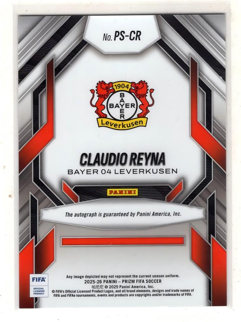 2026 Panini Prizm Claudio Reyna 【来拆波卡】FIFA 勒沃库森 克劳迪奥 雷纳 Prolific 签字 1 PSY