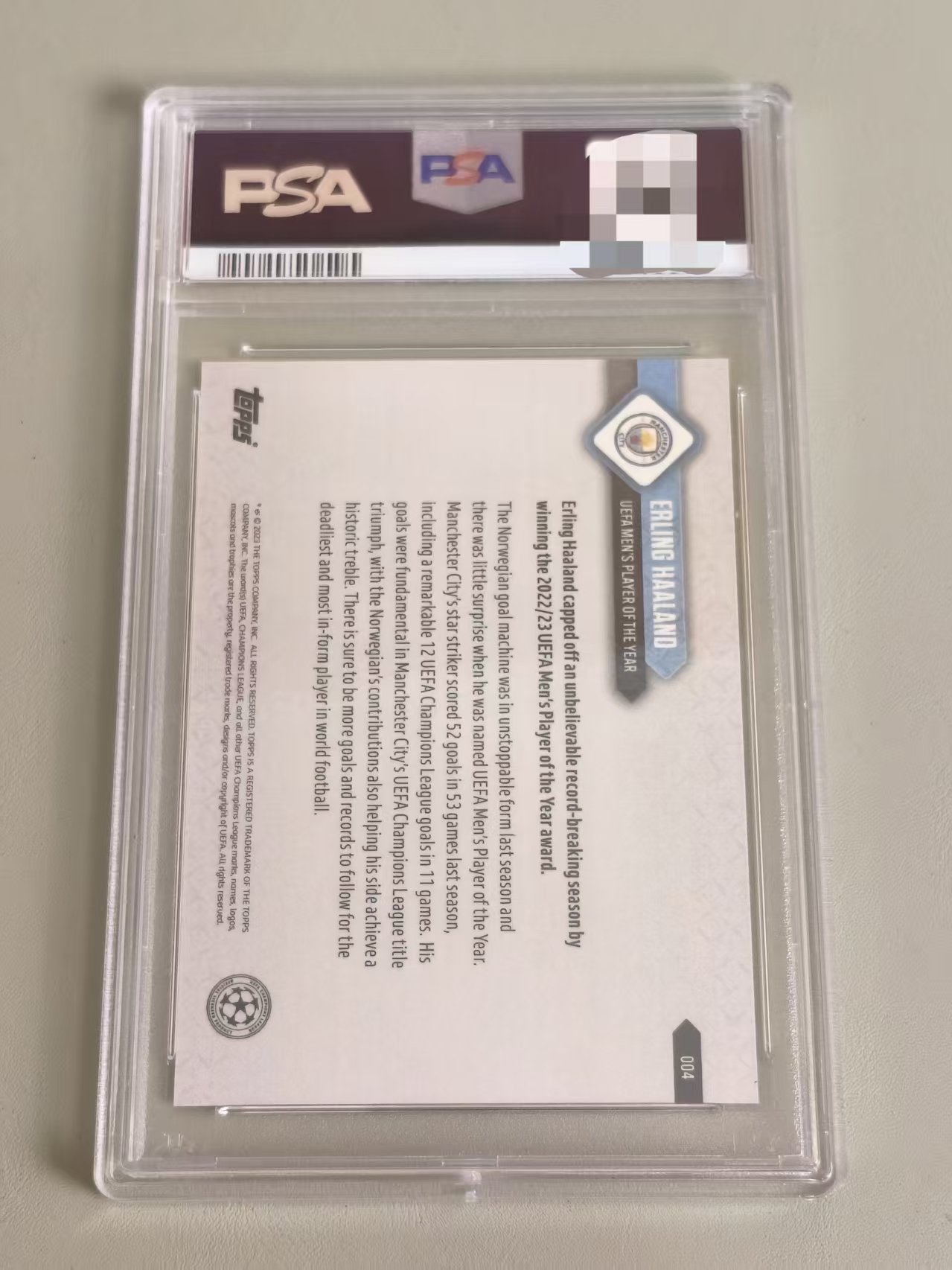 2023 Topps Topps Now Erling Haaland 哈兰德 43/99编 时刻 PSA10 荣获欧洲最佳球员 挪威 曼城 最佳射手 金靴 世界杯大热 专收必备(非洲鲫)