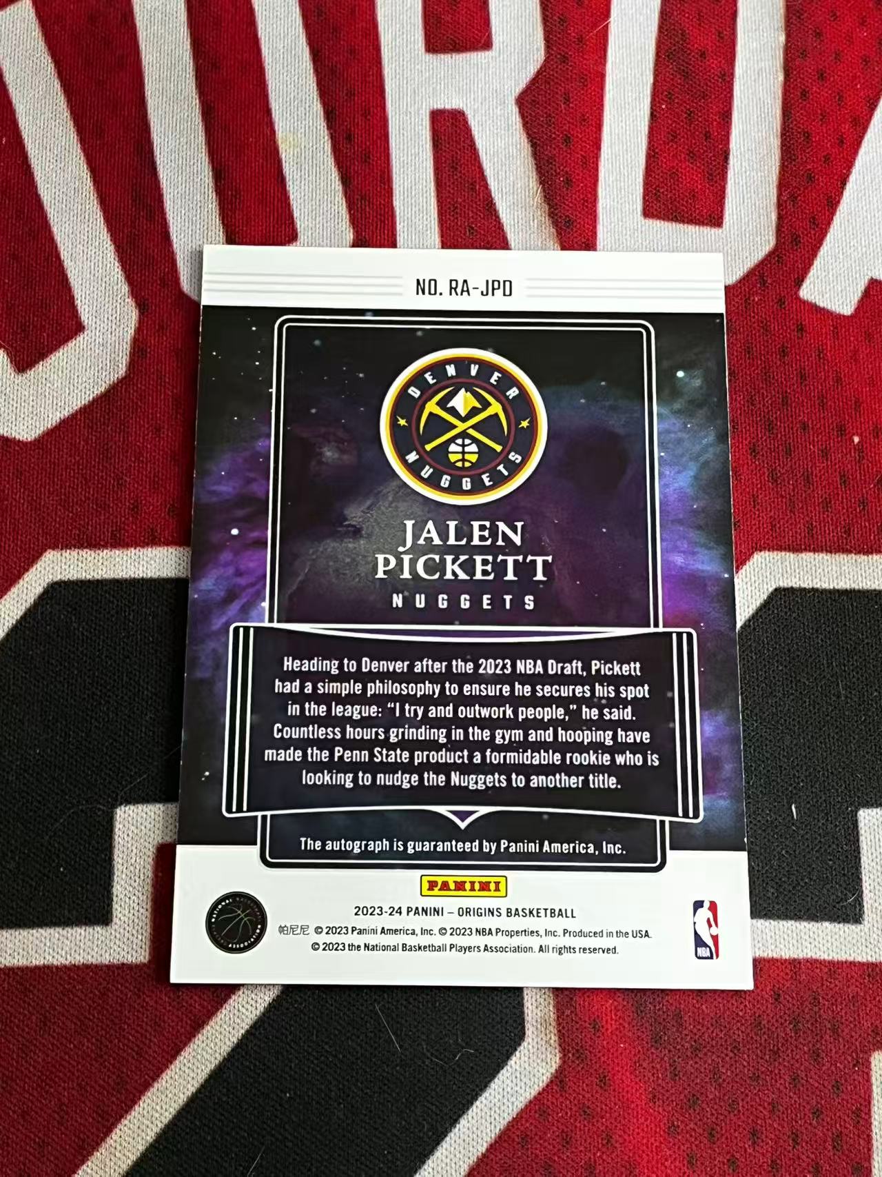 【接寄拍费率低至5%含卡淘手续费】2023-24 PANINI ORIGINS 起源系列 掘金 新秀RC 杰伦皮克特 签字卡 卡签 背号签 专收凑套必备【烂臭嘴拍卖】