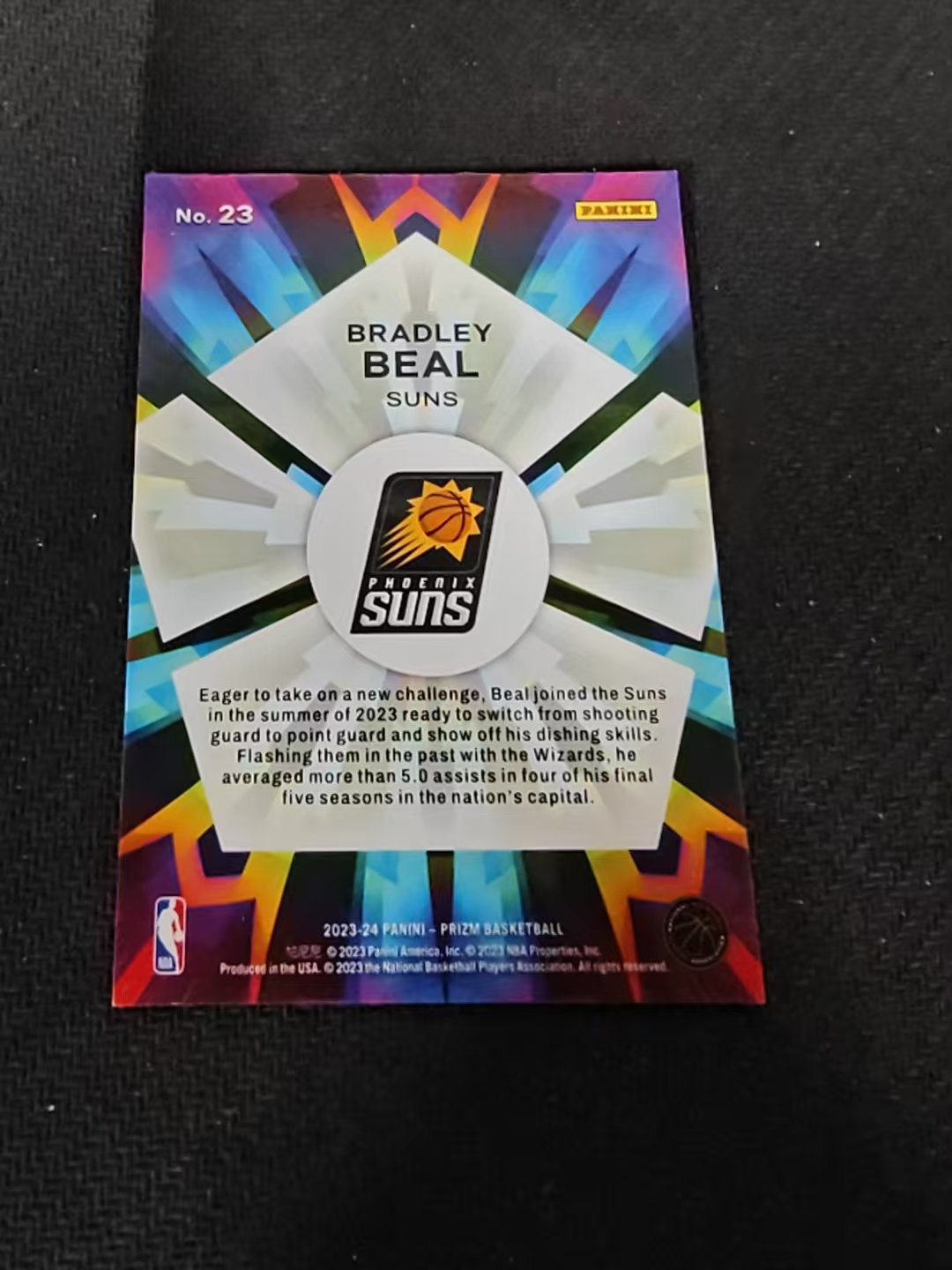 【可合并,不累计】2023-24 Panini Prizm Bradley Beal 太阳 布拉德利 比尔 万花筒特卡 PZ 不保卡品 介意勿拍#23
