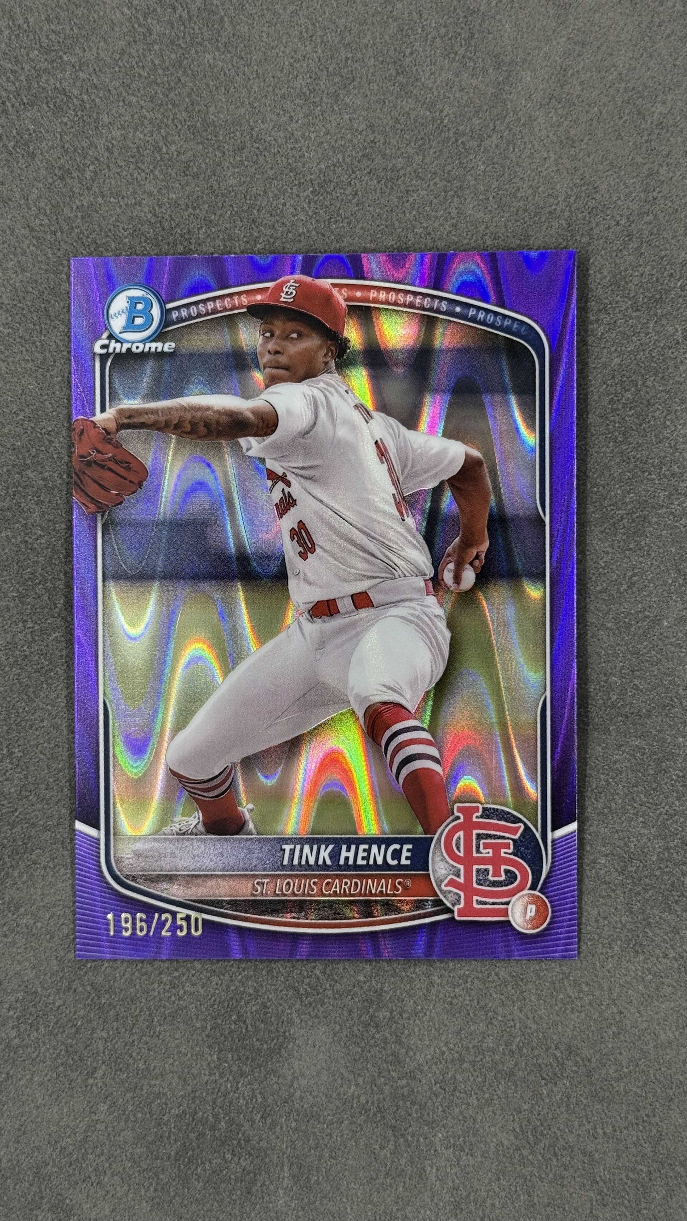 2025 Topps Bowman Tink Hence 汀克 亨斯 百大新秀 投手 紫色lava折 限量/250编 实卡好看 值得收藏 #BCP-101