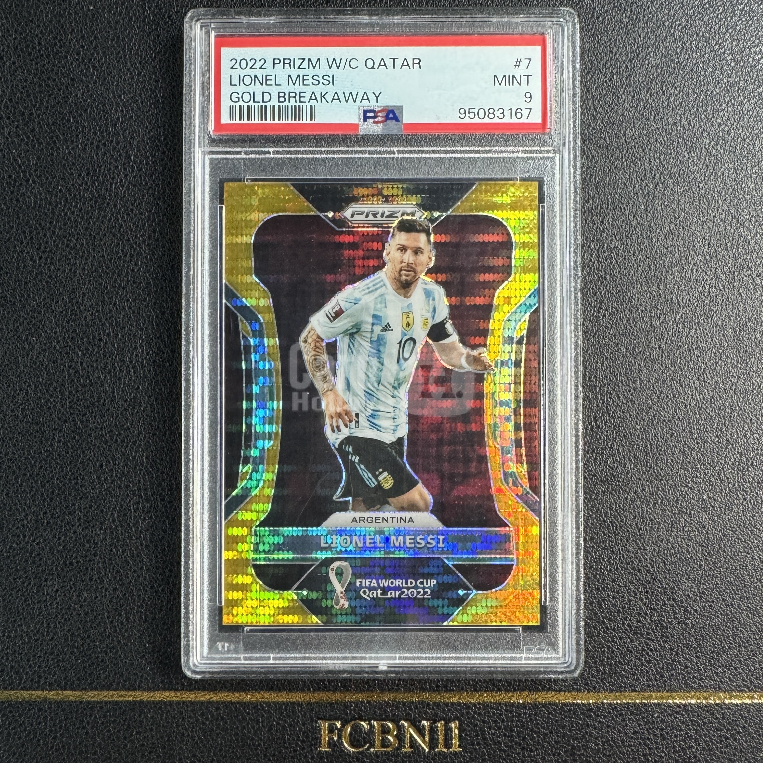 【FCB拍卖】2022 PANINI PRIZM LIONEL MESSI 里奥 梅西 10编 05/10 金折 金ba折 PSA9 POP3 阿根廷 巴萨 巴塞罗那 巴黎 球王 冲击卫冕 卡塔尔世界杯｛ise58｝FCBN11代理拍卖 W