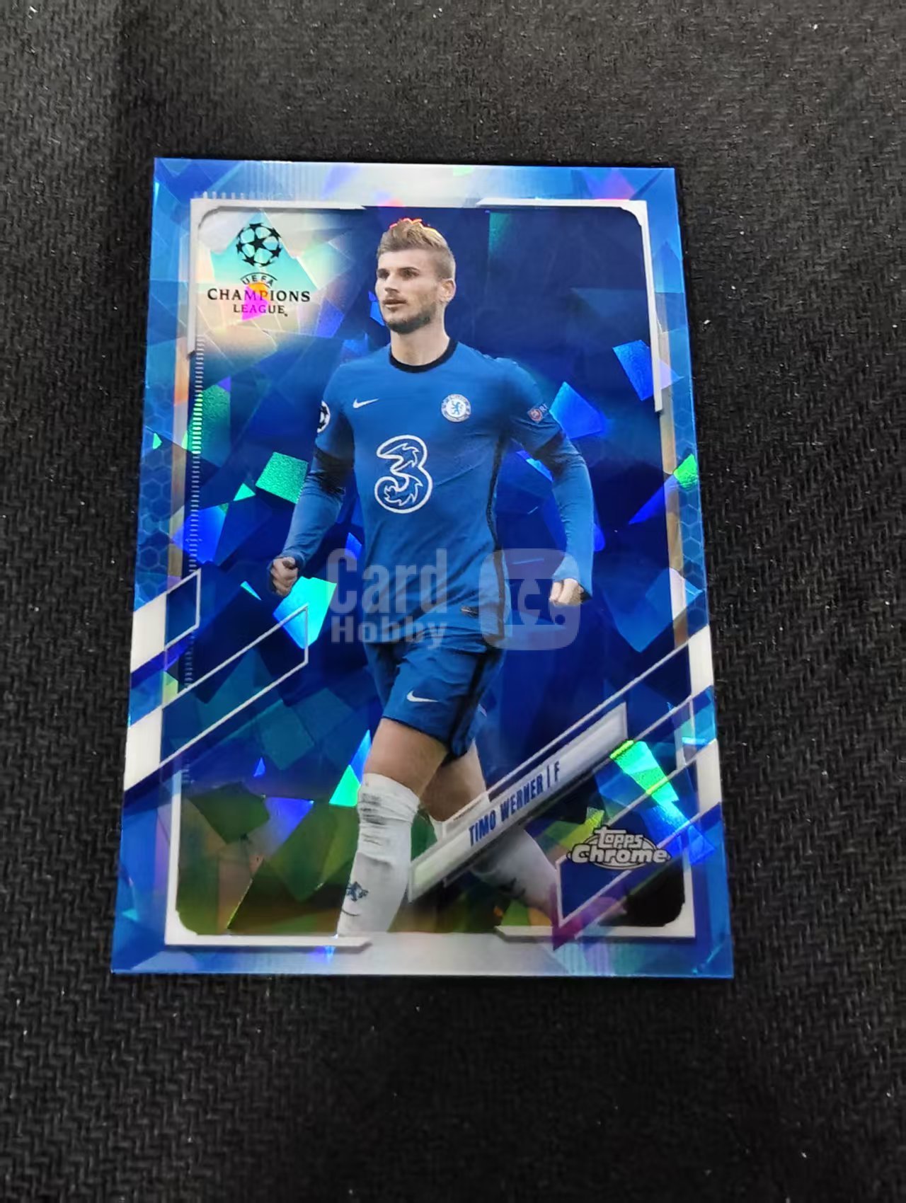【可合并,不累计】2021 Topps Chrome Timo Werner 欧冠 蓝宝石 切尔西 蒂莫 维尔纳 蓝碎冰折 折射 #25 划痕 边角瑕疵