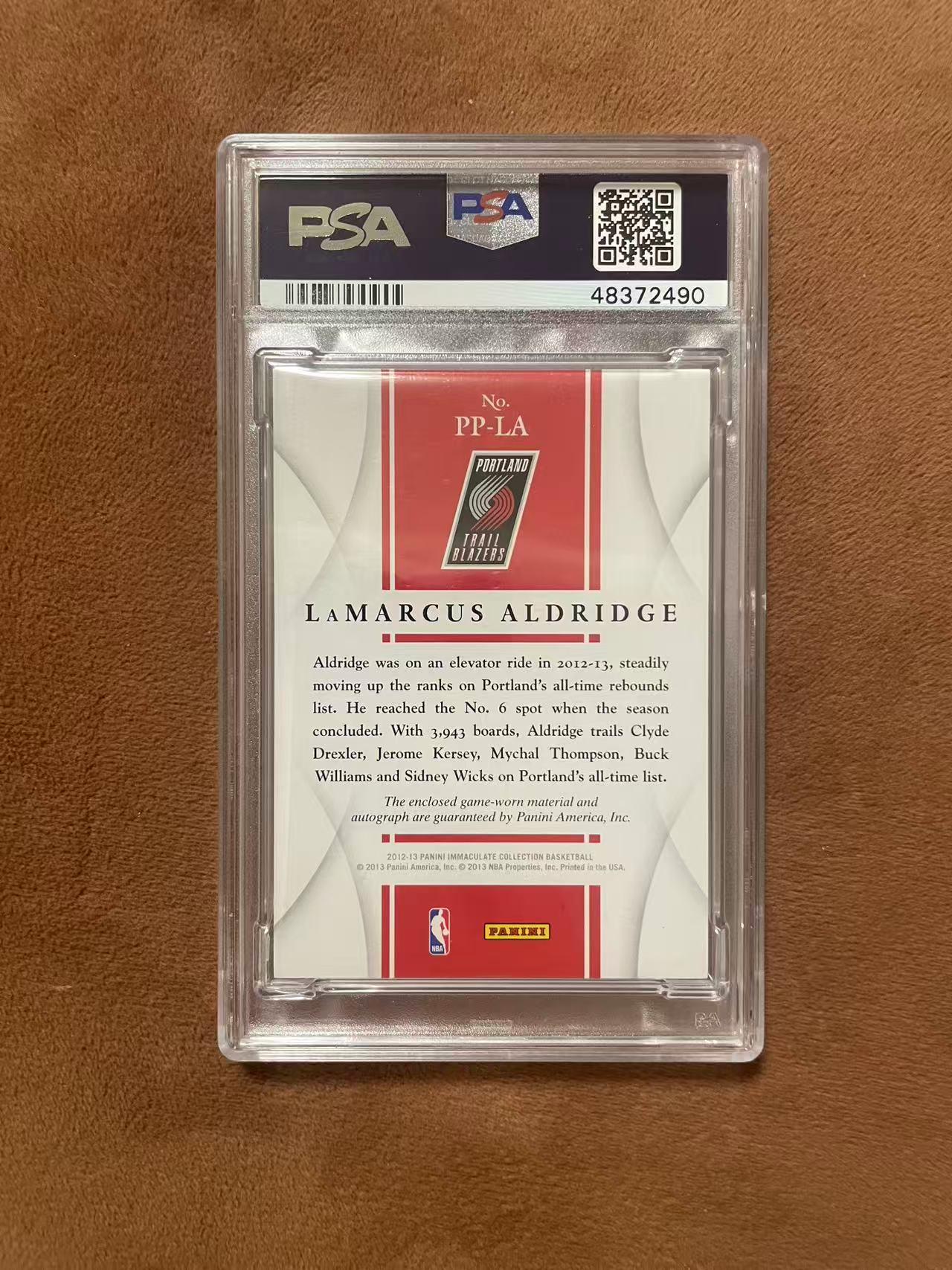2012-13 Panini Immaculate LaMarcus Aldridge 爱咪咪imm 开拓者 阿尔德里奇 阿德 PPA 卡签 背号 反同背 25编 暴力切割GU落场 PSA9分【z】