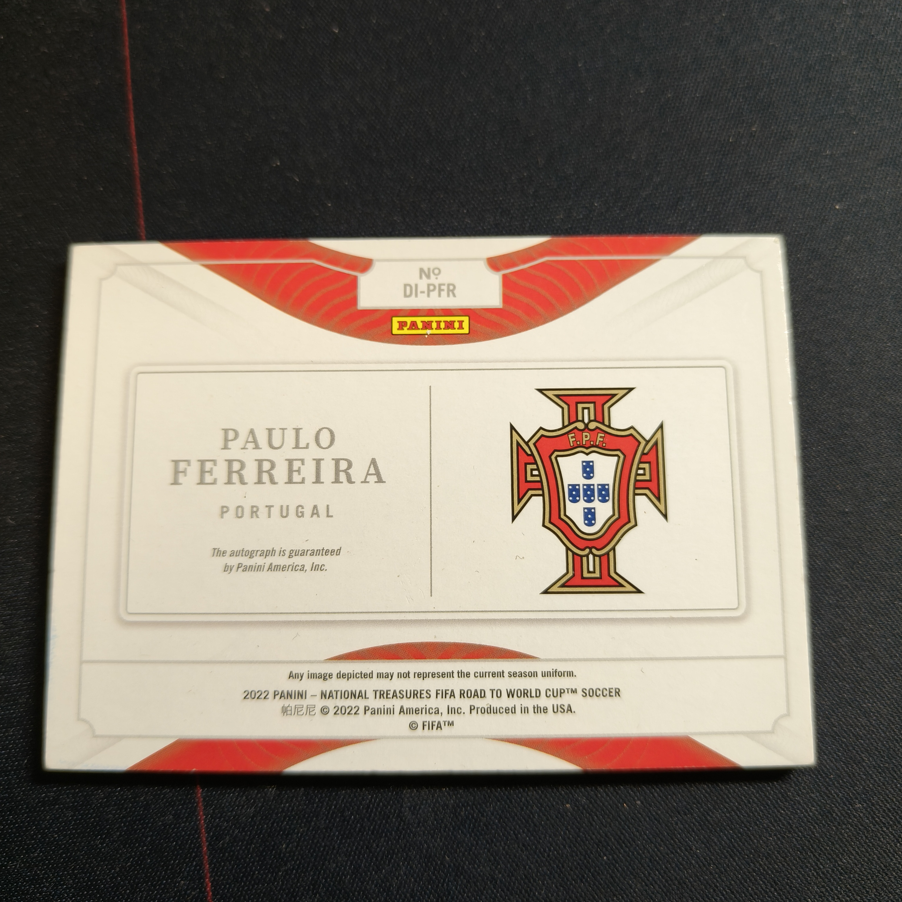 【飞哥拍卖】帕尼尼 世界杯国宝 葡萄牙 Paulo Ferreira 保罗 费雷拉 99编 卡签 签字卡 签名卡 轻微划痕小印 只发顺丰寄付特快看描述 WZH