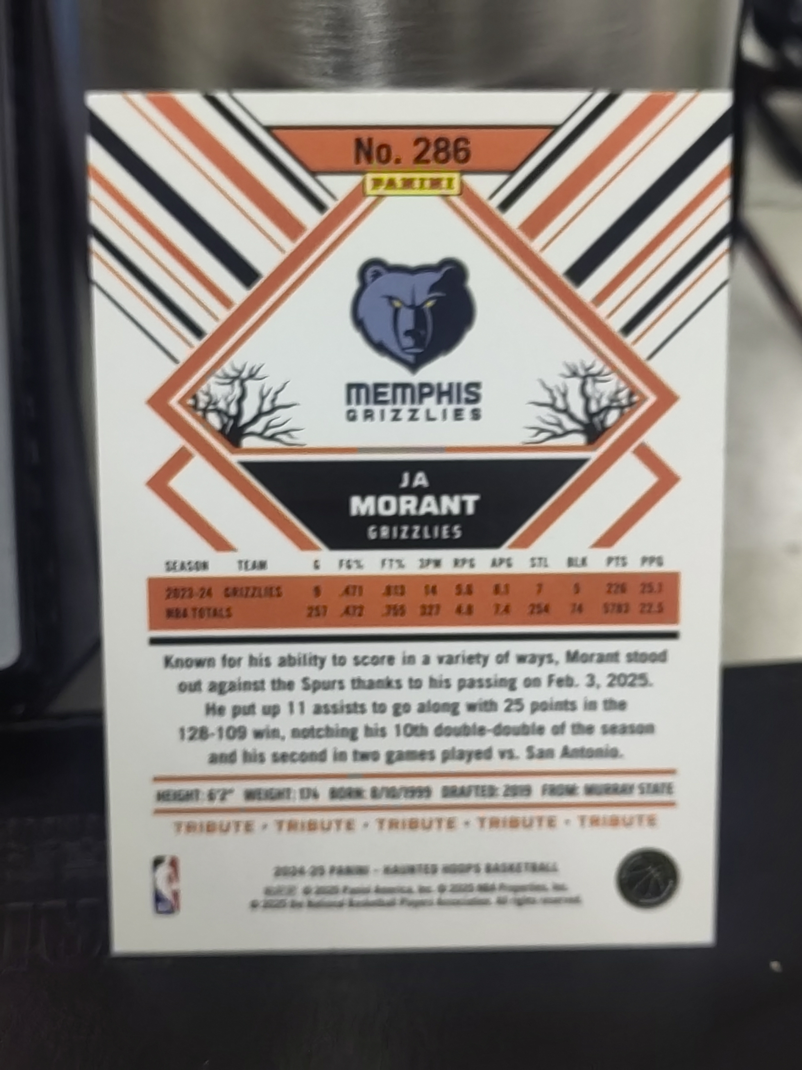 2024-25 Panini Hoops Ja Morant Hoops 贾 莫兰特 灰熊 TRICK OR TREAT 不给糖就捣蛋 万圣节 特卡 篮 白边白角 不保卡品 卡品如图