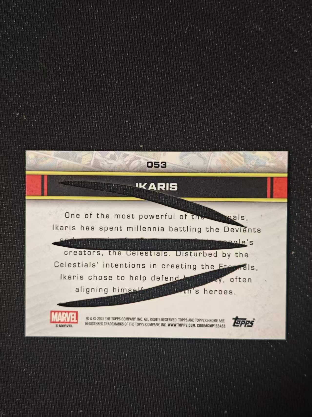 2026 Topps Chrome Ikaris 【有品代卖】漫威 MARVEL 伊卡瑞斯 10编 黑折 狼爪 抓痕 爪痕变化版 大比例 值得收藏 折射 卡品如图/sushi