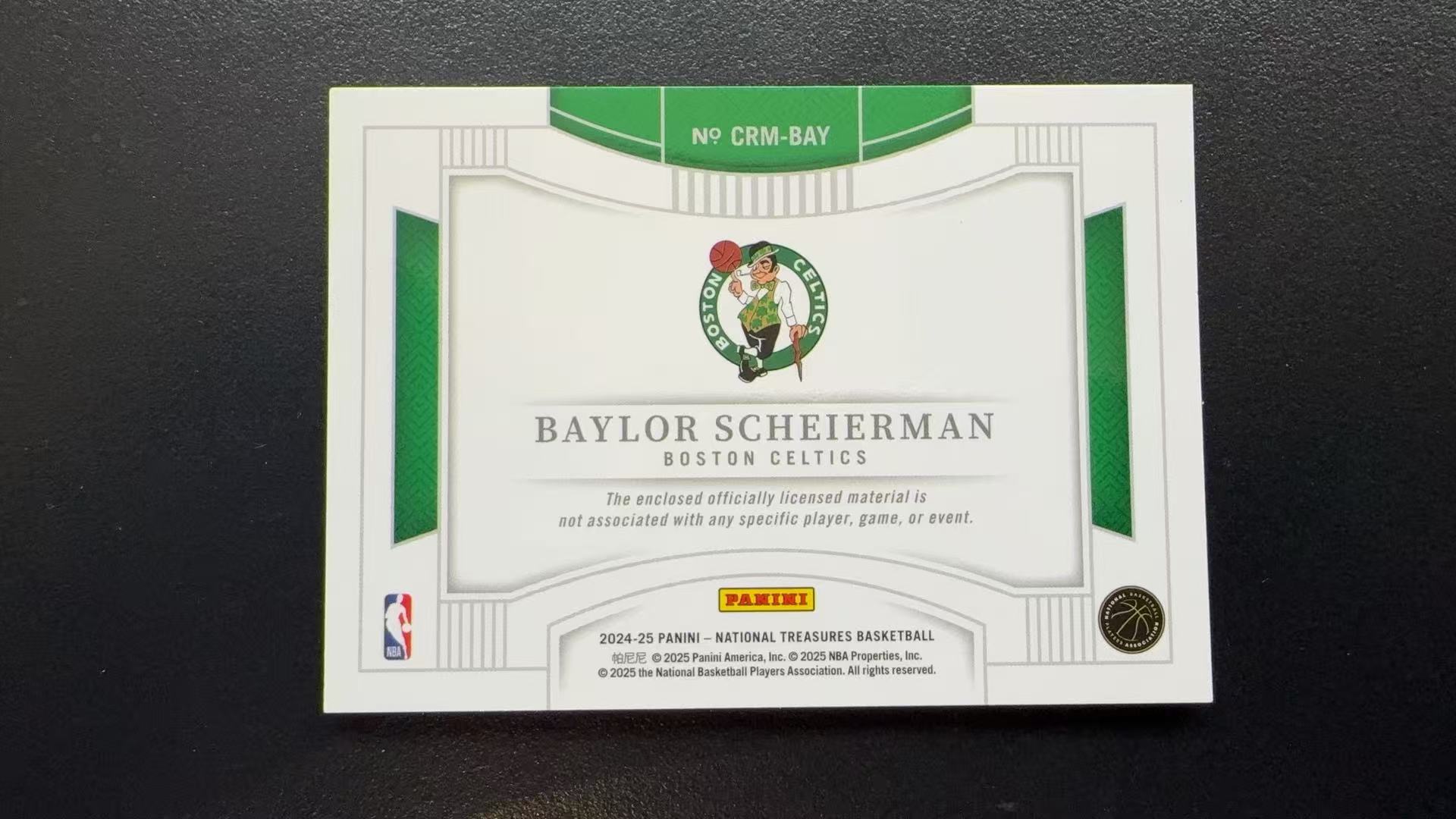【Pw代卖】2024-25 Panini 国宝 Baylor Scheierman 贝勒 沙伊尔曼 凯尔特人 新秀 RC 大窗物料切割 横版 99编 专收必备 卡品如图 萝卜哥