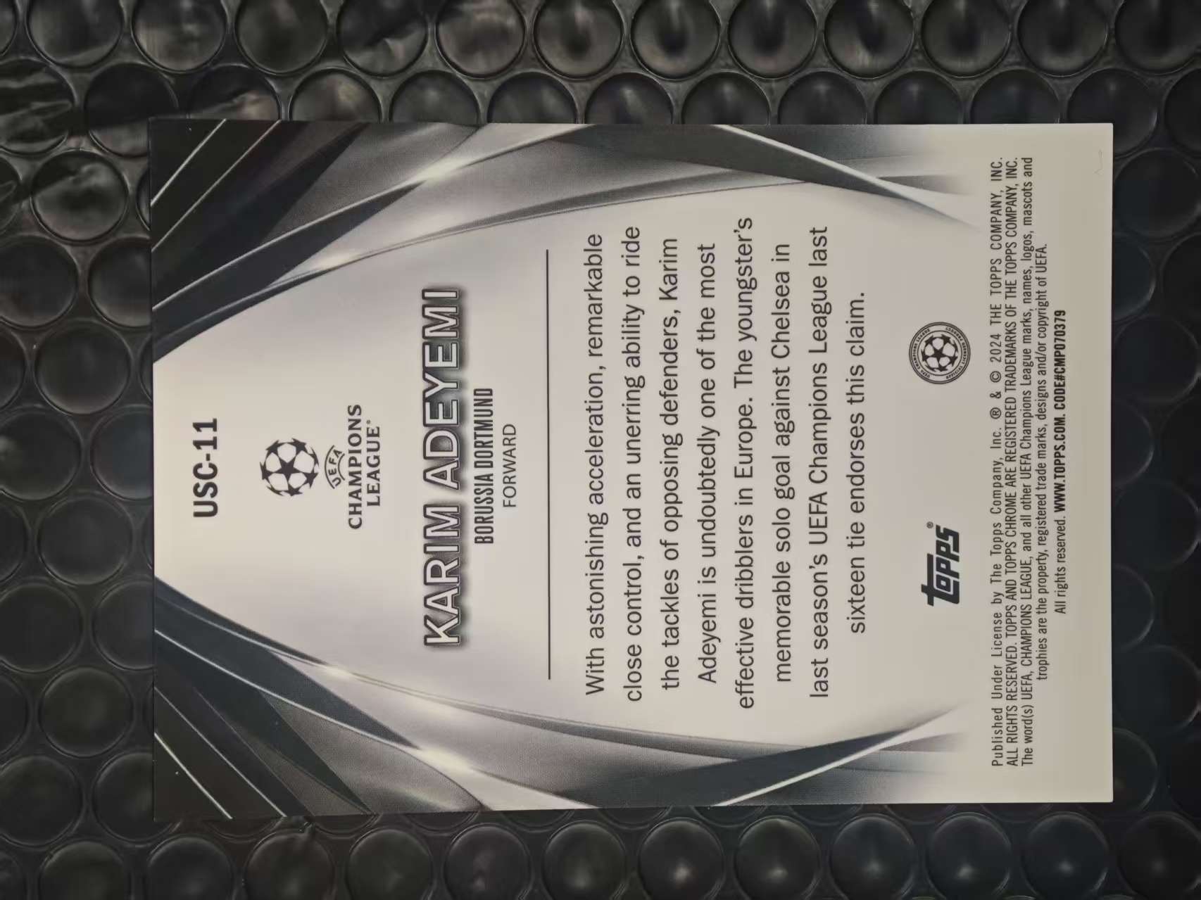 2024 Topps Chrome Karim Adeyemi 欧冠 UCC 多特蒙德 阿德耶米 终极舞台特卡 28/99编 绿泡泡折 折射 卡品如图【原地起飞卡社】MVP11.11
