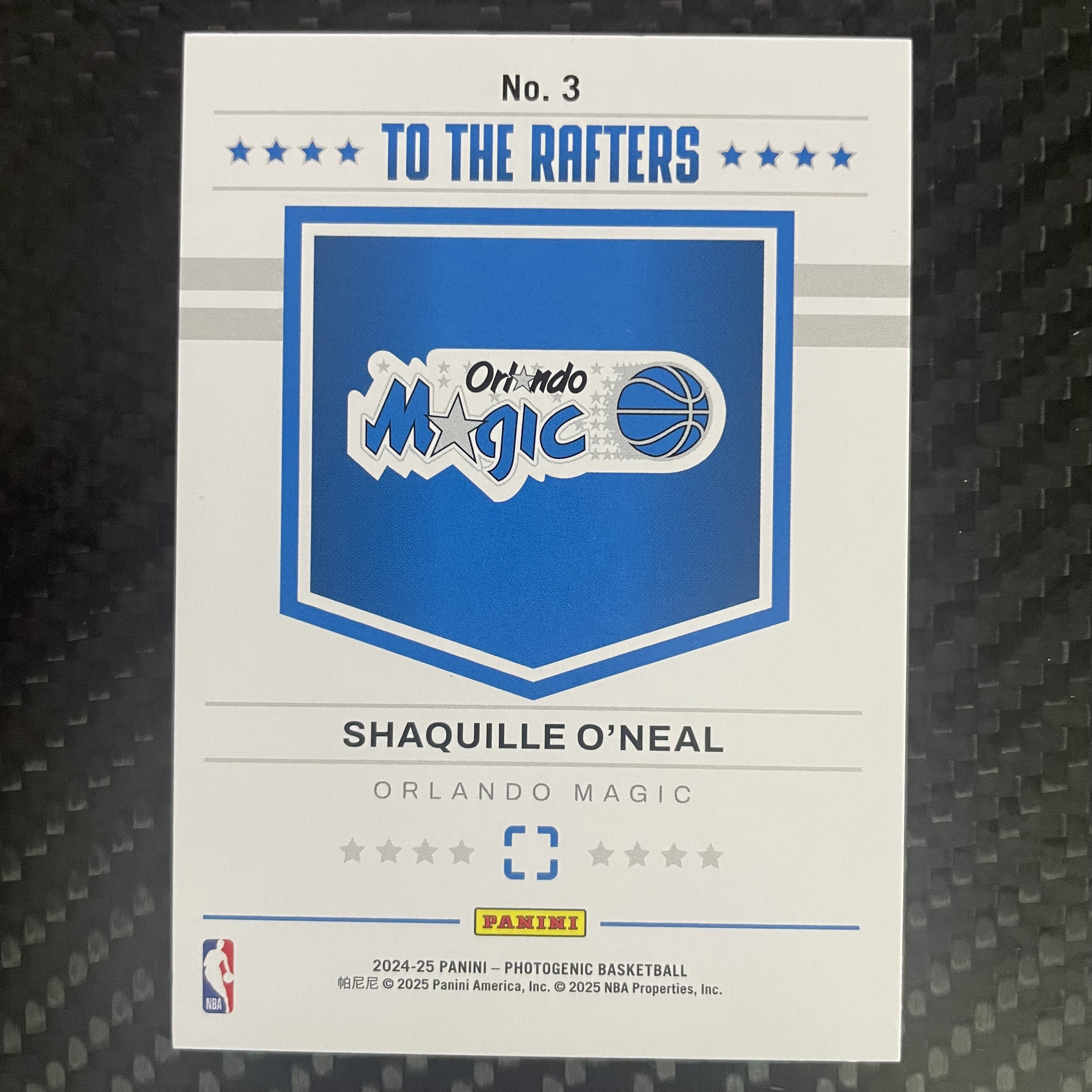 2024-25 Panini Photogenic Shaquille O'Neal 【杰克森拍卖】沙奎尔 奥尼尔 魔术 03/35编 圈圈泡泡折 球衣退役仪式 特卡 大鲨鱼 韦哥