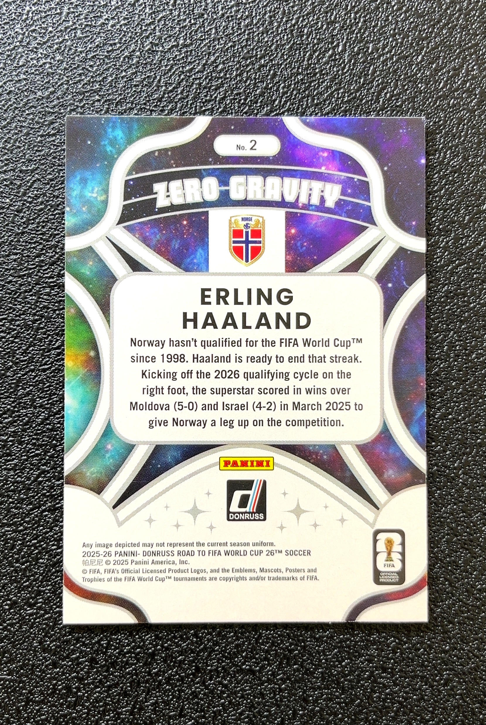 【岛屿拍卖】2025 Panini Donruss Zero-Gravity 零重力 Erling Haaland 埃尔林·哈兰德 卡品如图 高价值 #2 Norway 挪威 0024#240