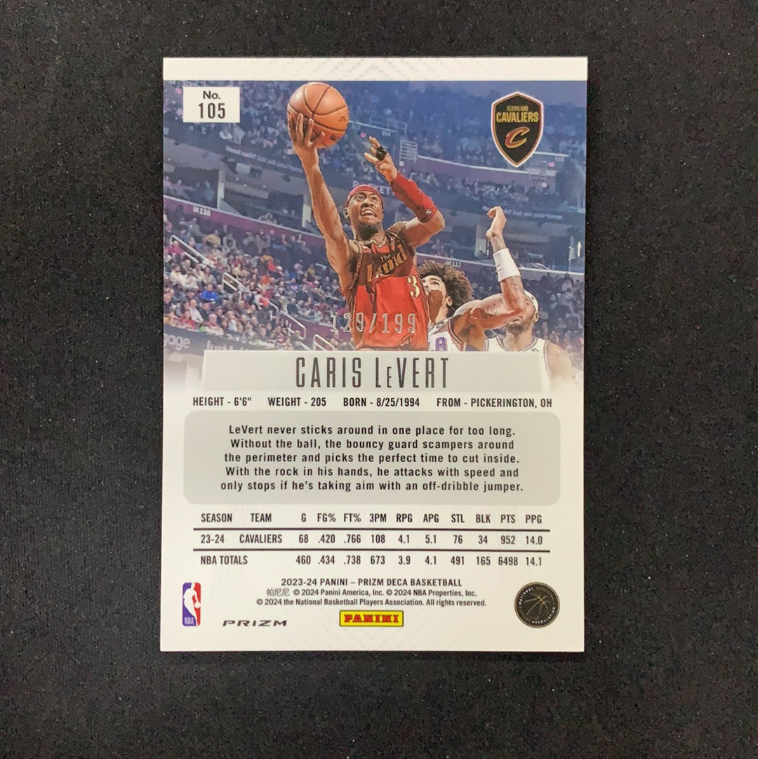 2023-24 Panini Prizm Caris LeVert 【SC拍卖】pz deca 骑士 勒夫特 129/199编 红折 收藏必备(兔哥)