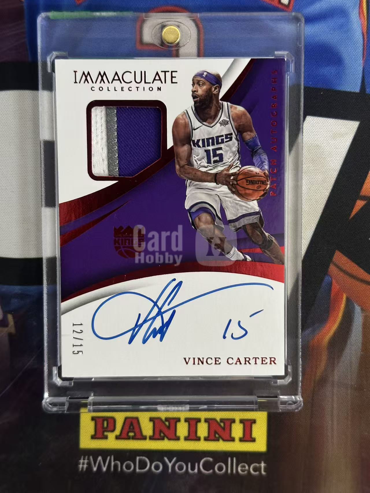 2017-18 Panini Immaculate Vince Carter 【小猪包代卖】卡特 15编 PA 背号签 签字 卡签 名人堂 红平行 三色patch 墨迹好 背面染色