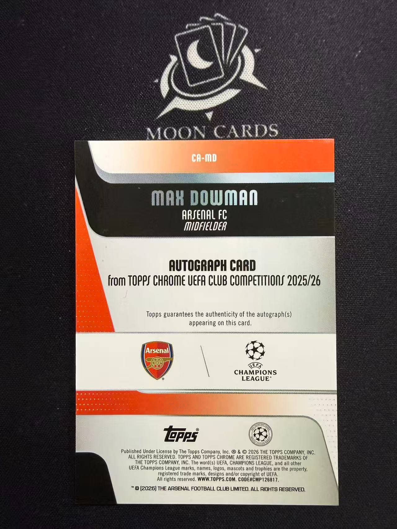 【梦卡拍卖】 2025-26 Topps Chroem Max Dowman 新秀 马克斯 道曼 银折 折射 签字 细节如图 #Ci# 三金喵姐