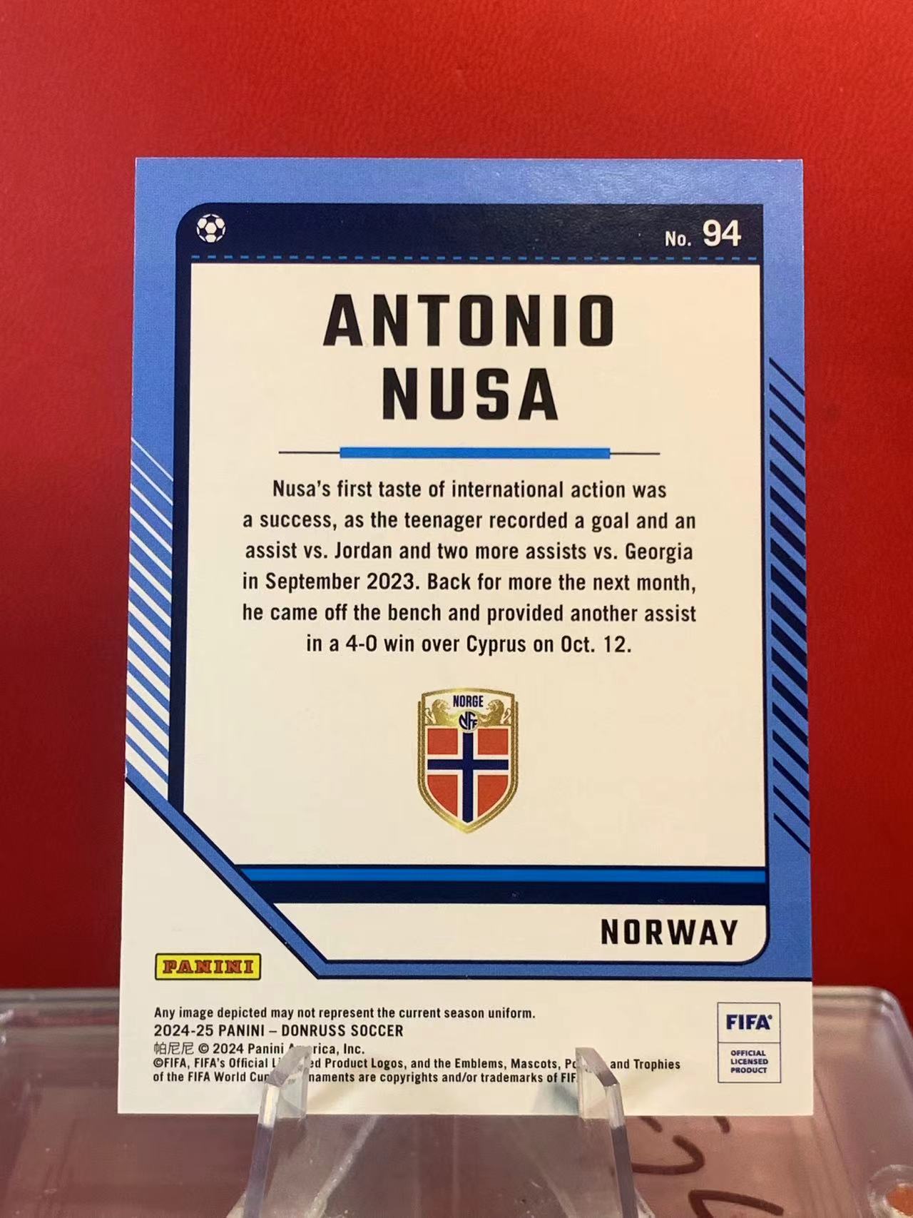 (詹叔代拍)2024-25 Panini Donruss 杜蕾斯 Antonio Nusa 安东尼奥 努萨 挪威 126/199编 青瀑布折 顺丰寄付 泰山