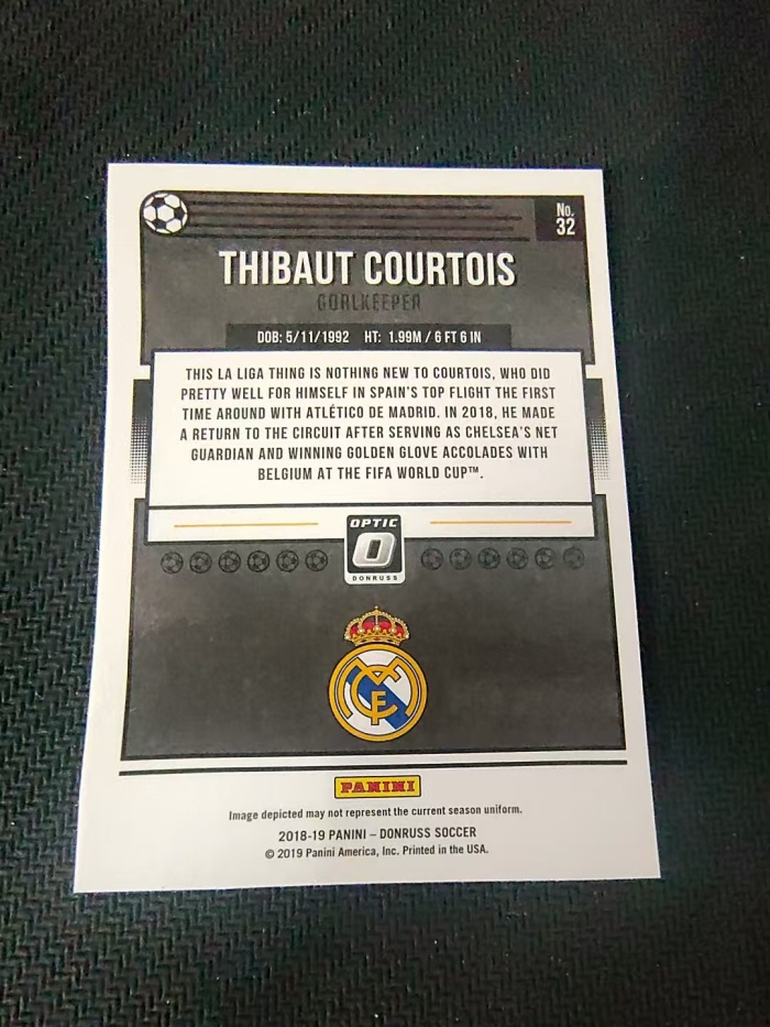 【可合并,不累计】2018-19 Panini Donruss THIBAUT COURTOIS 库尔图瓦 比利时 杜蕾斯OP 划痕 边角瑕疵 #32