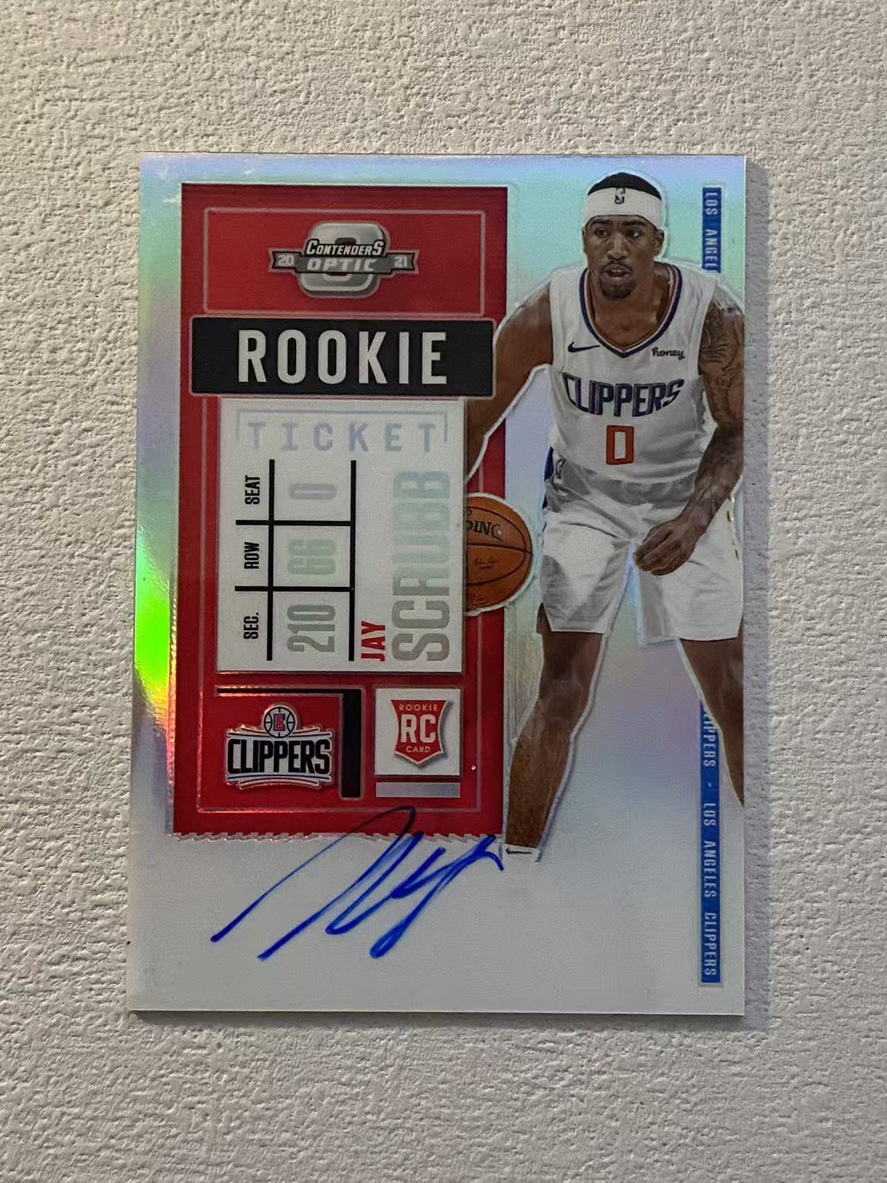 2020-21 Panini Contenders Optic Jay Scrubb RC 球票op 快船 新秀rc 杰 斯克鲁布 签字 卡签 银折 折射 收藏必备
