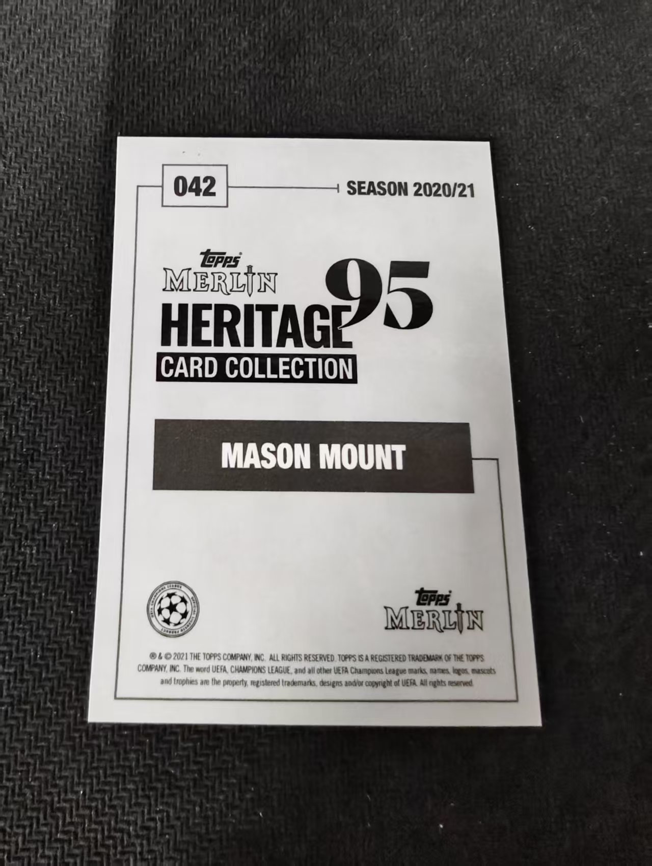 【可合并,不累计】2021 Topps Merlin 梅林95 Mason Mount 欧冠 切尔西 梅森 芒特 划痕 边角瑕疵 #42