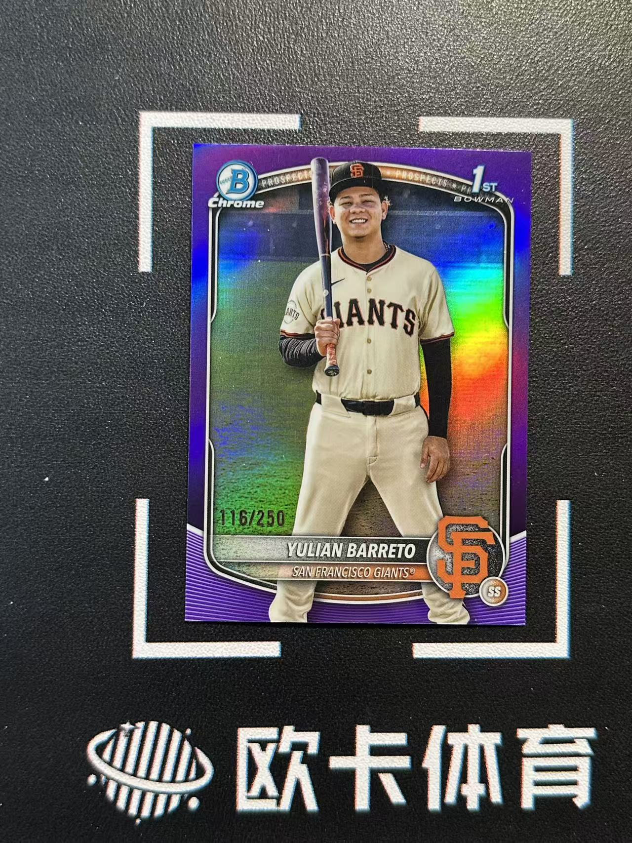 2025 Topps Bowman Chrome Yulian Barreto 【欧卡体育】鲍曼TC 1st首秀 尤利安 巴雷托 250编 紫折 巨人 轻印如图(YDD)
