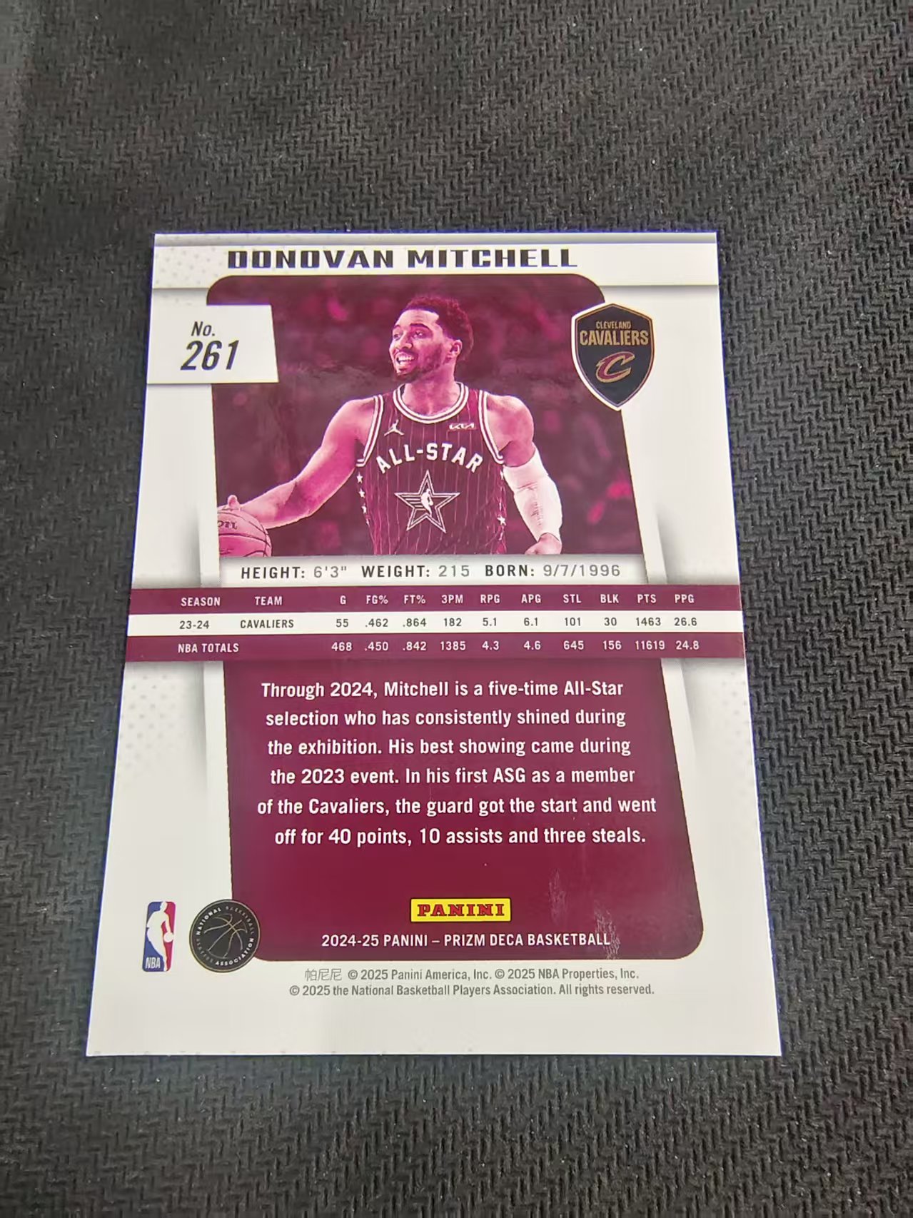 【可合并,不累计】2024-25 Panini Prizm DECA Donovan Mitchell 多诺万 米切尔 骑士 复古复刻 PZ 划痕 边角瑕疵 #261