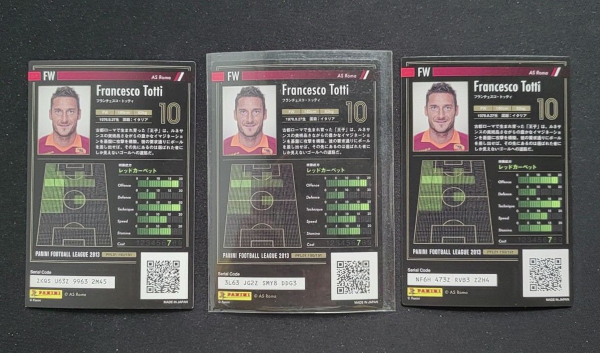 【UCS拍卖 rq06】2013 Panini Football League 老卡 折射 罗马 Francesco Totti 弗朗切斯科-托蒂 3张打包 打包品相不保证
