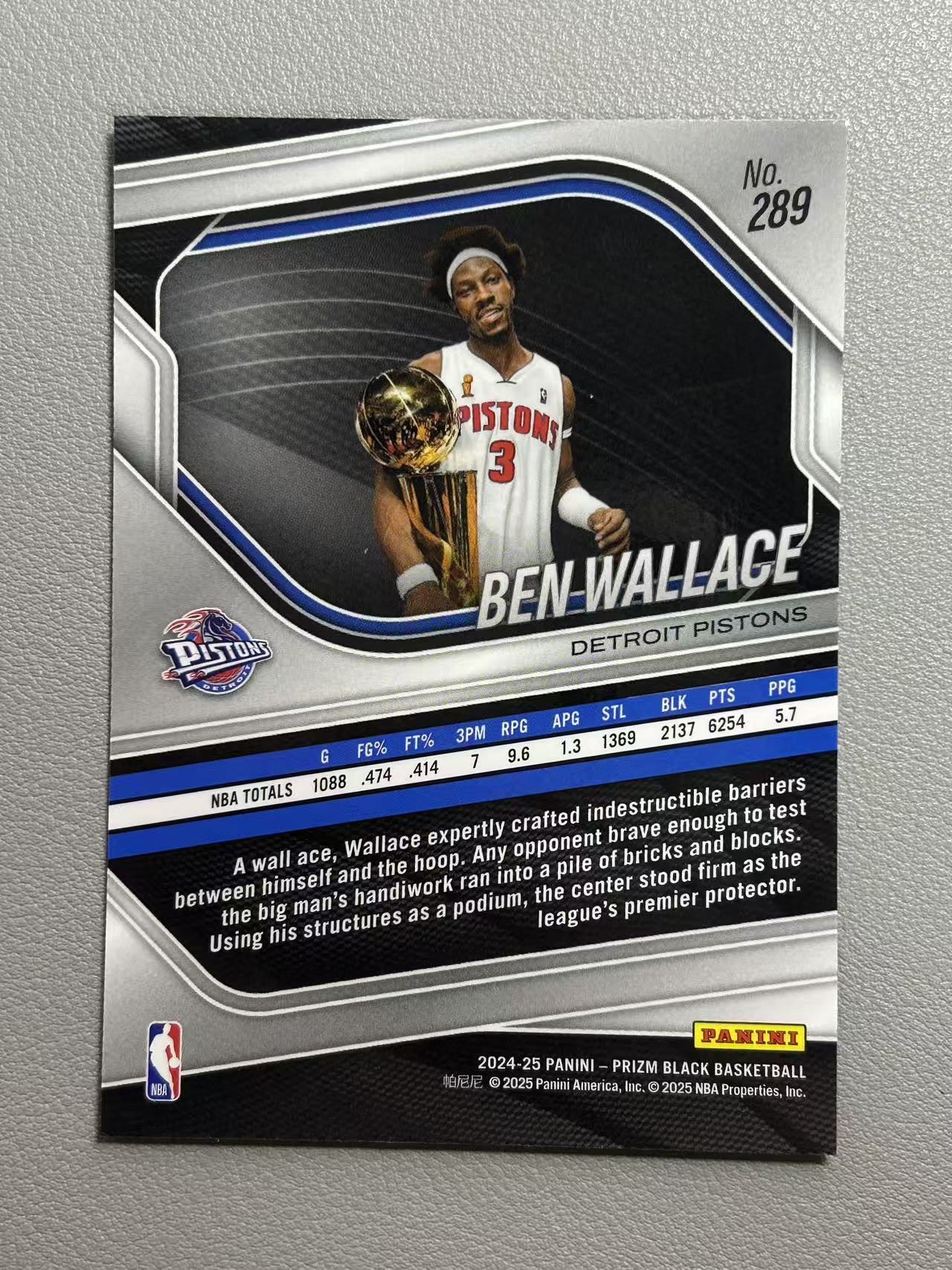 【阿泽代卖】2024-25 Panini Prizm Black Ben Wallace 活塞 本 华莱士 捧杯选图 base 卡品如图 介意勿拍-郑总
