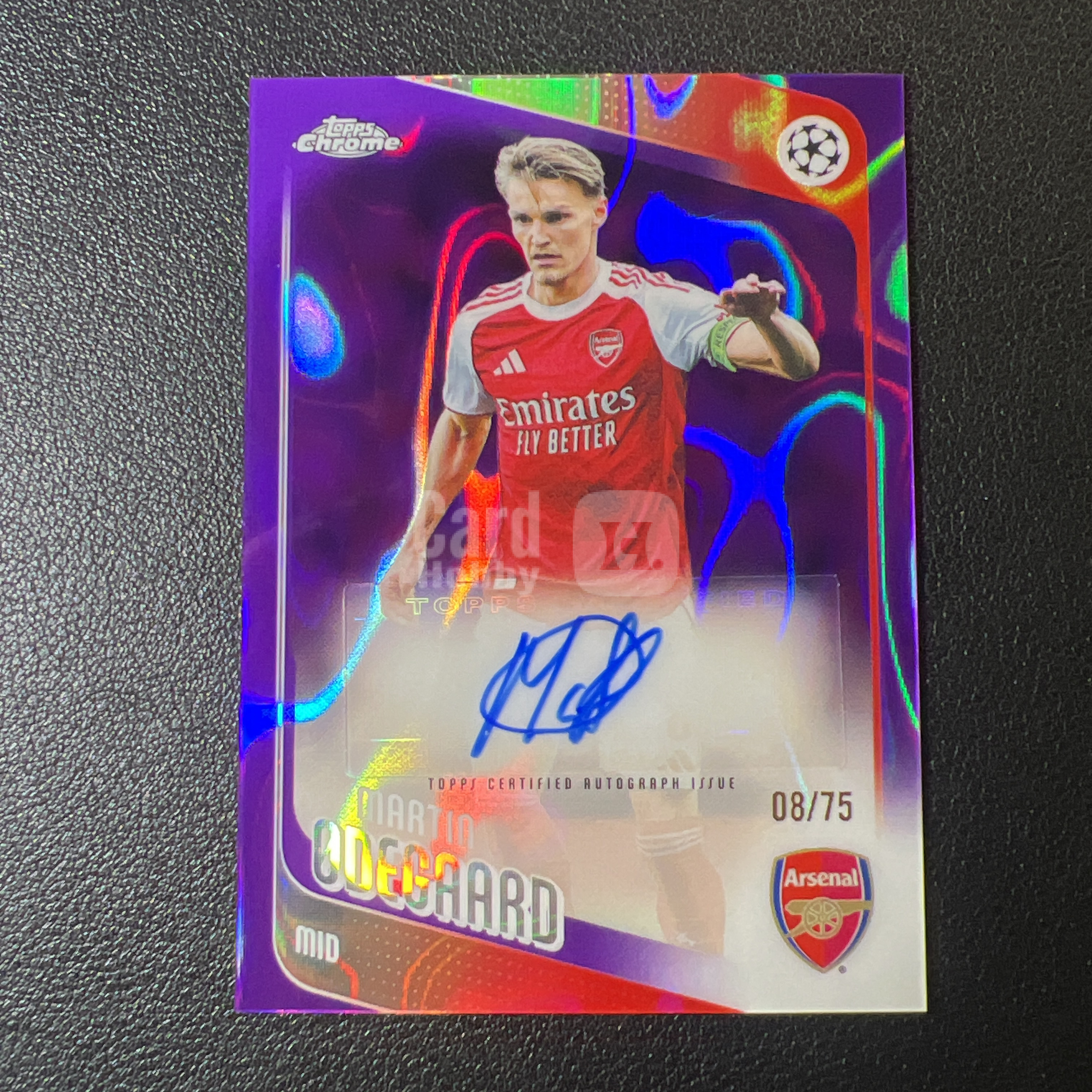 【鲨鱼代卖】2026 Topps Chrome 欧冠 TC Martin Odegaard 阿森纳 马丁 厄德高 08/75编 同背 紫折 紫熔岩折 签字 签名 AUTO 背瑕FY0710